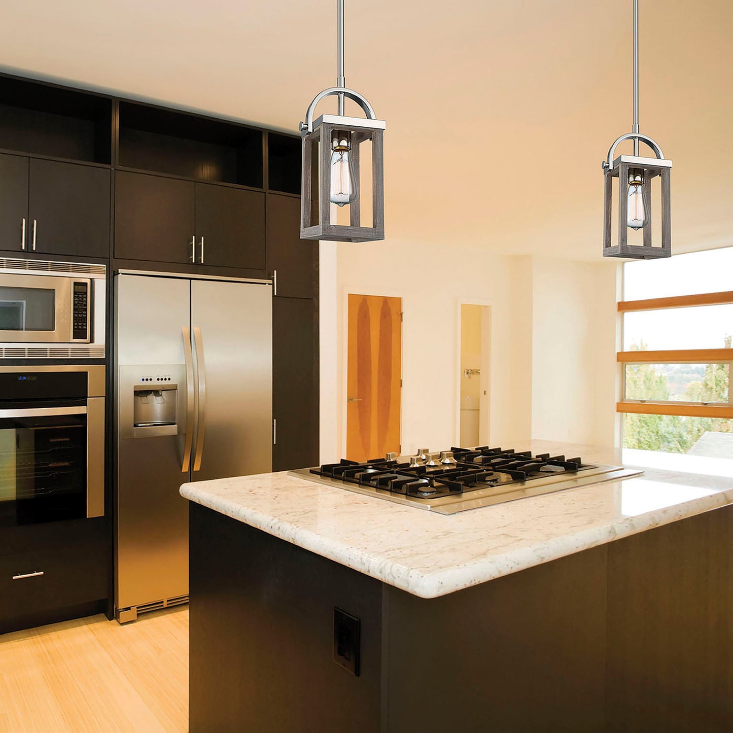 Bliss - 1 Light Mini Pendant - Driftwood Finish with Polished Nickel Accents