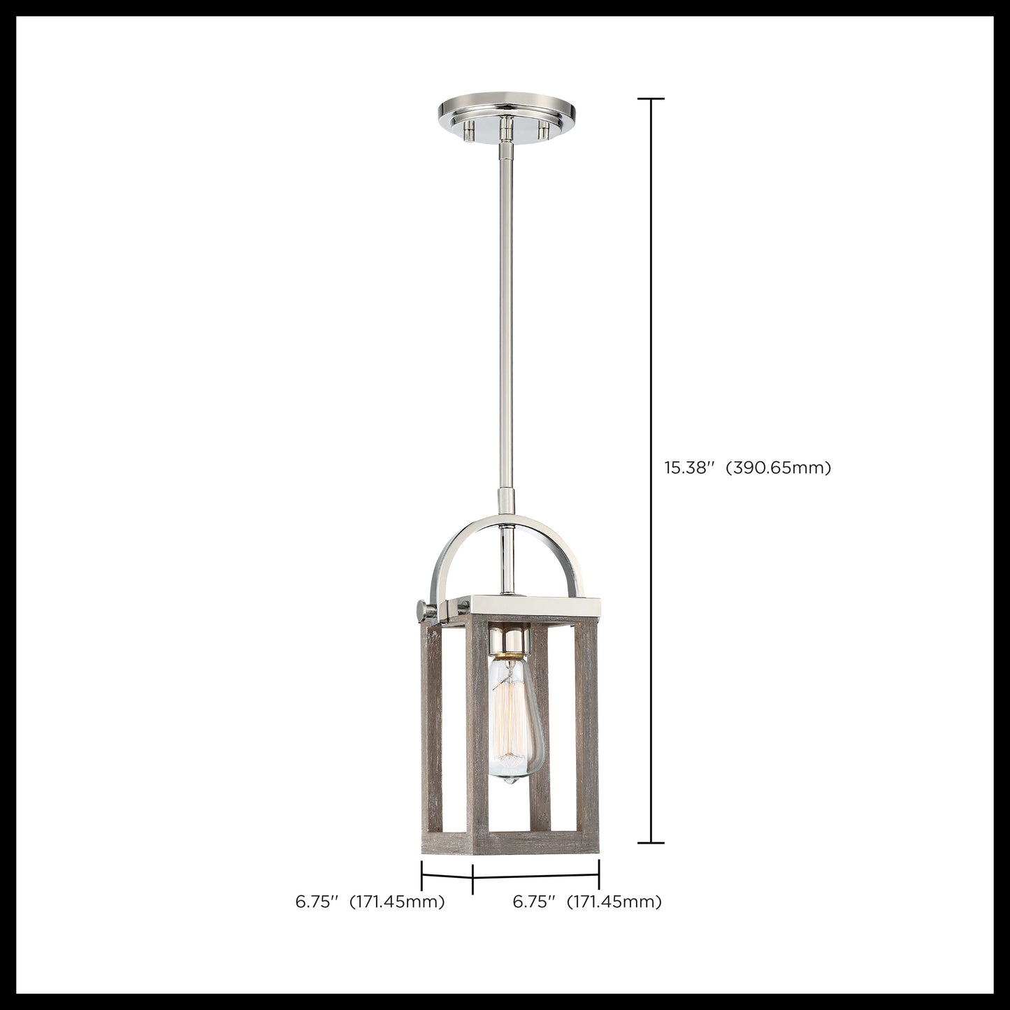Bliss - 1 Light Mini Pendant - Driftwood Finish with Polished Nickel Accents