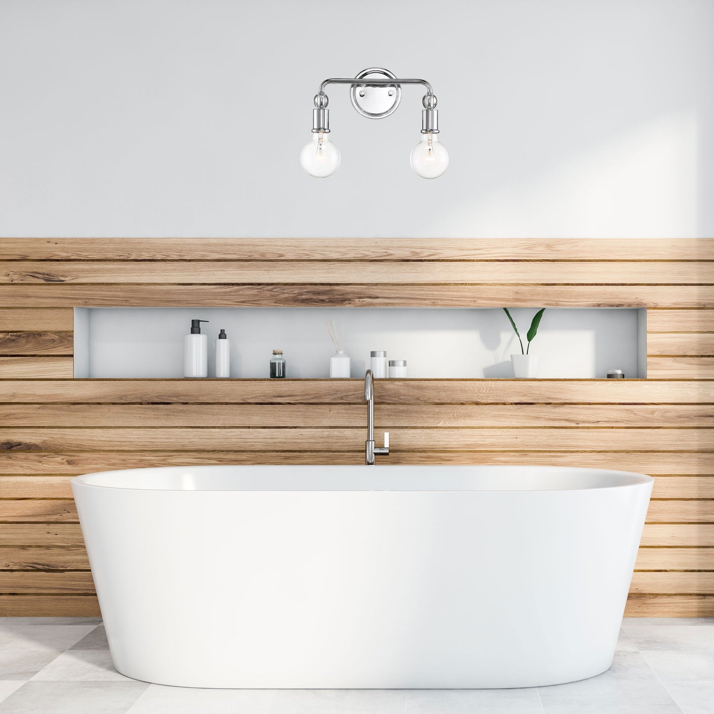 Bounce - 2 Light Vanity with Crystal Accent - Polished Nickel Finish