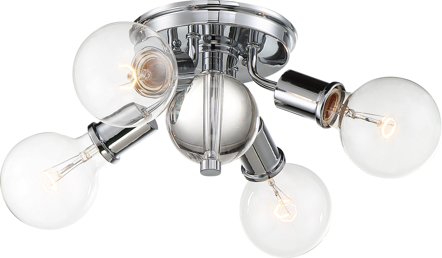 Bounce - 4 Light Flush Mount with Crystal Accent - Polished Nickel Finish