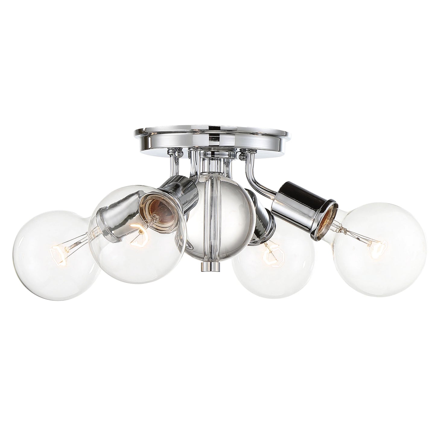 Bounce - 4 Light Flush Mount with Crystal Accent - Polished Nickel Finish