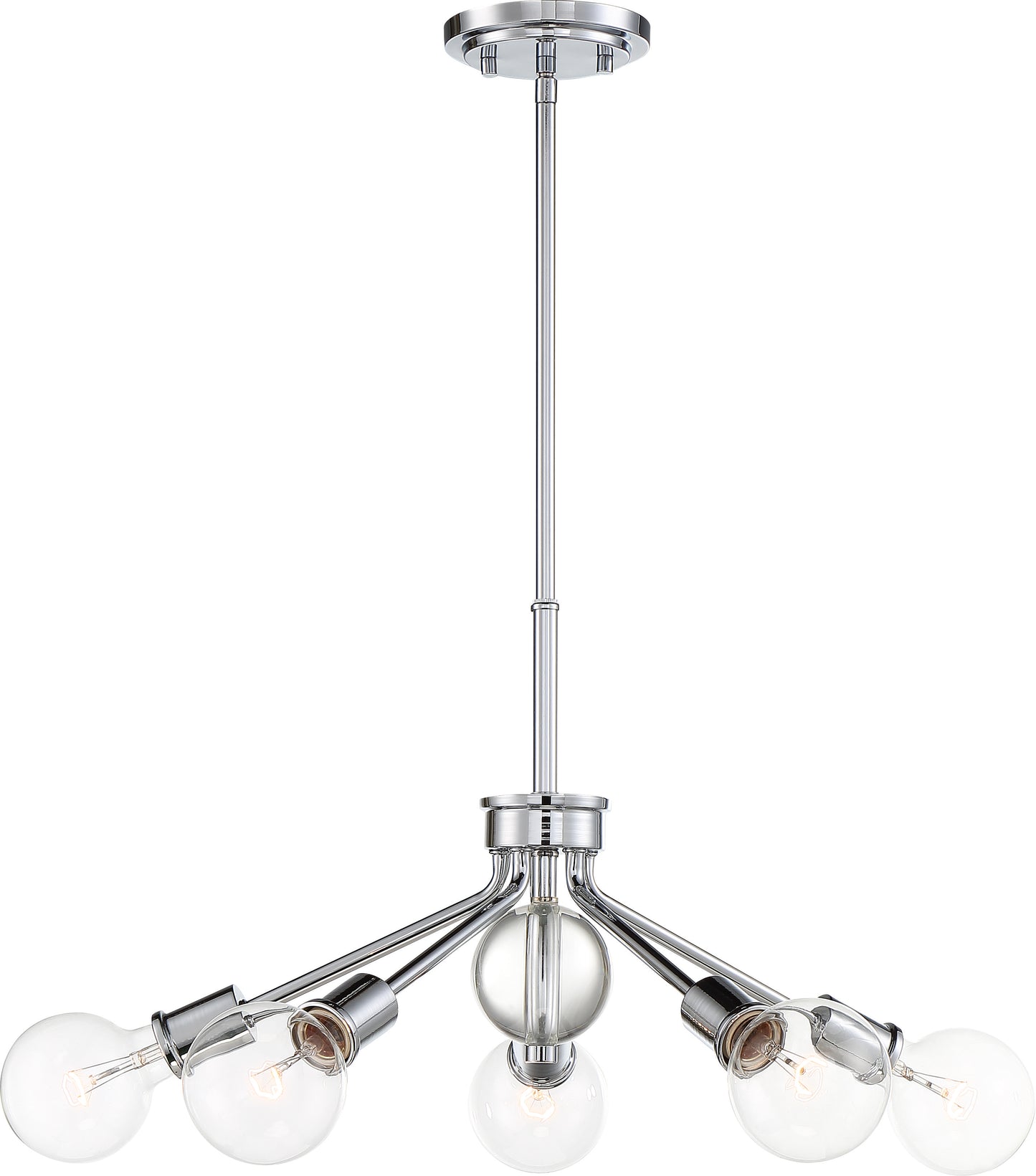 Bounce - 5 Light Pendant with Crystal Accent - Polished Nickel Finish