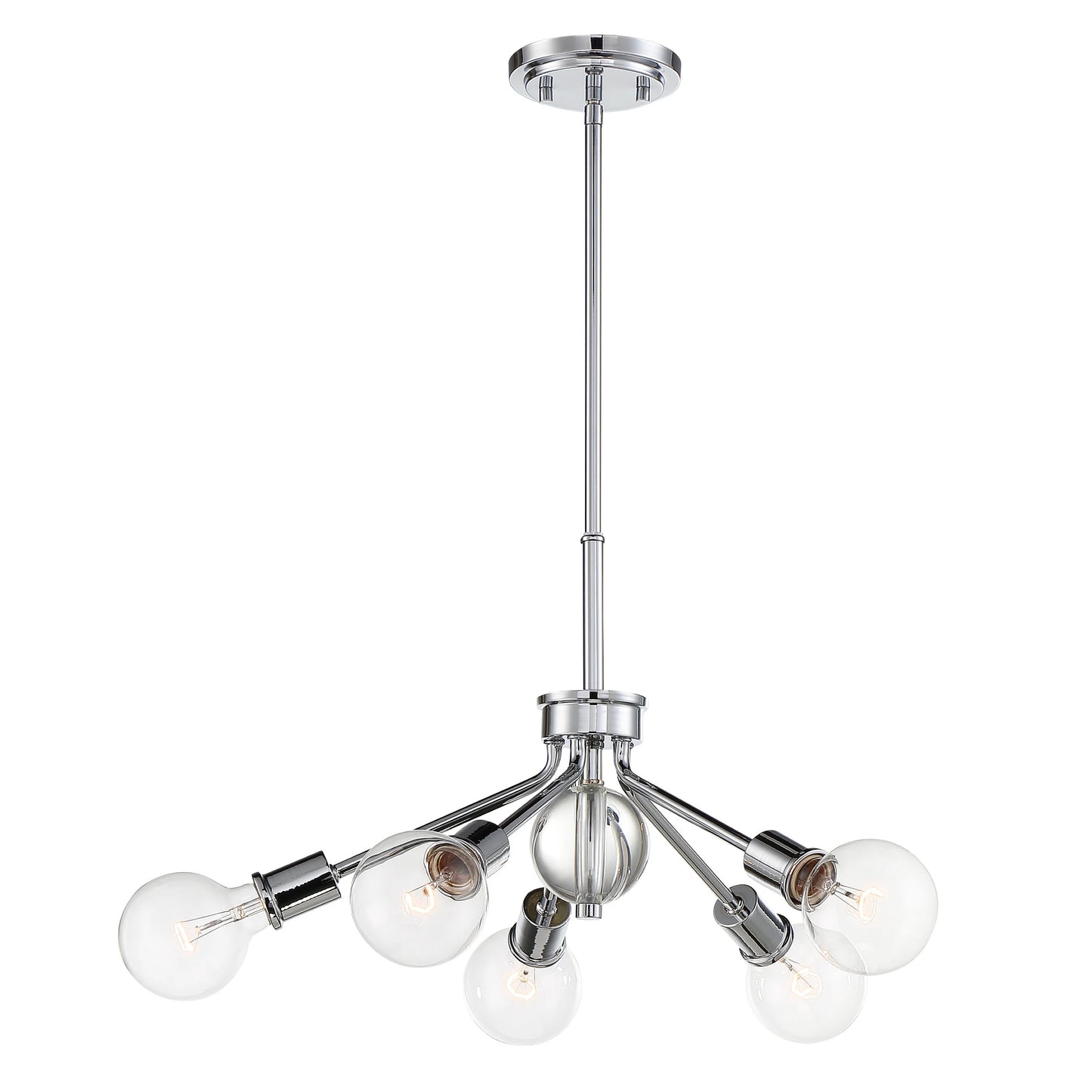 Bounce - 5 Light Pendant with Crystal Accent - Polished Nickel Finish