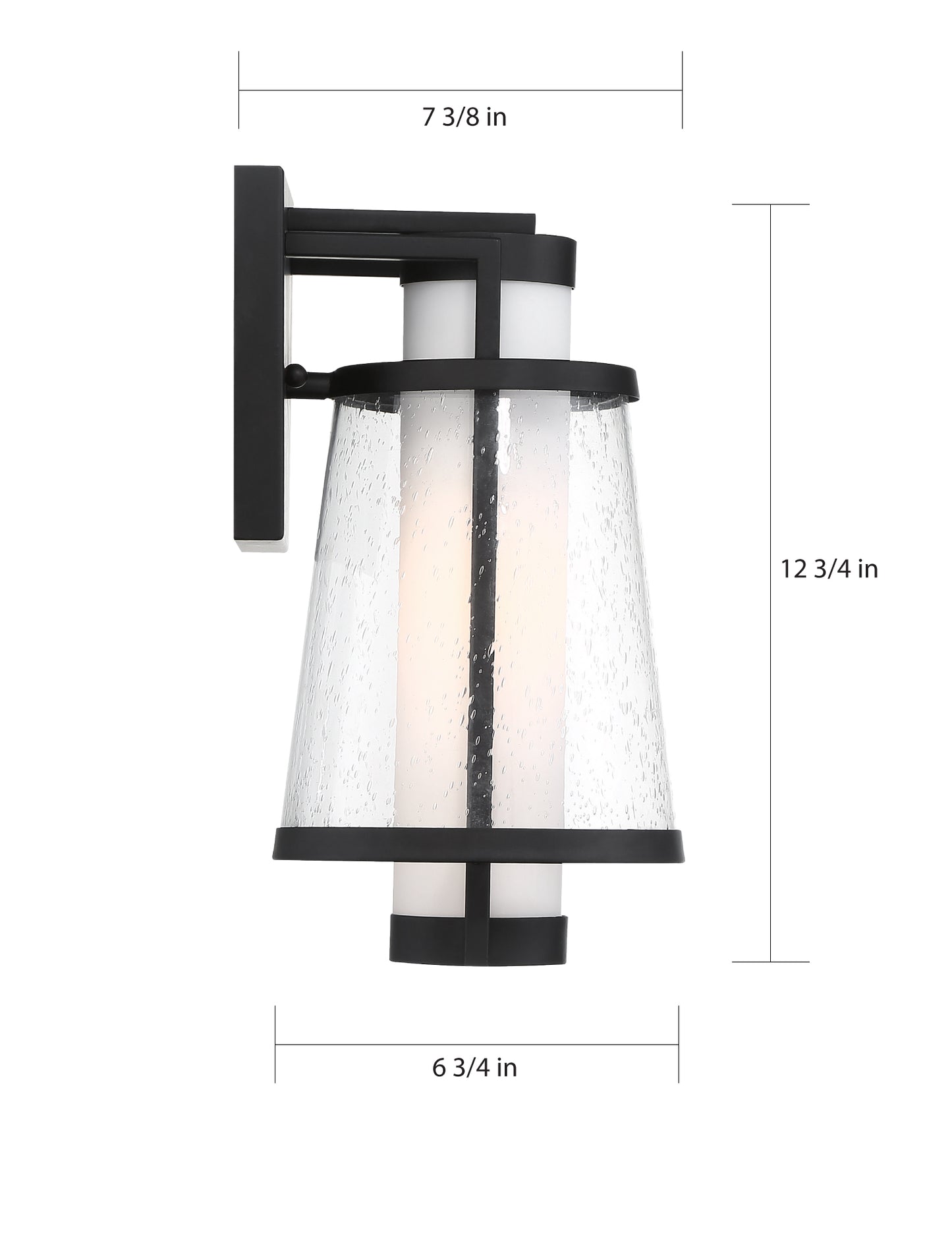 Anau - 1 Light Small Outdoor Wall Lantern - with Etched Opal and Clear Glass - Matte Black Finish