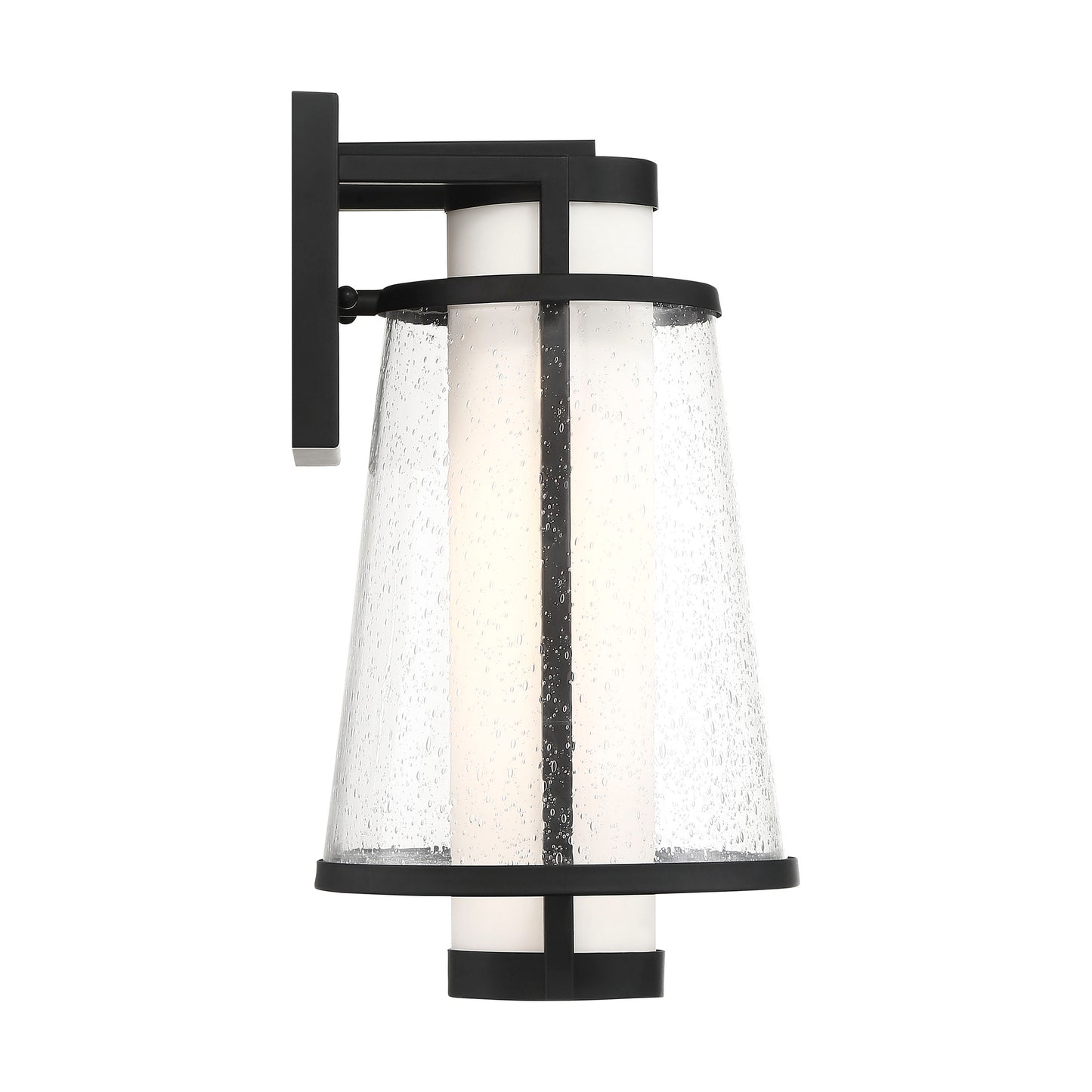 Anau - 1 Light Medium Wall Lantern - with Etched Opal and Clear Glass - Matte Black Finish