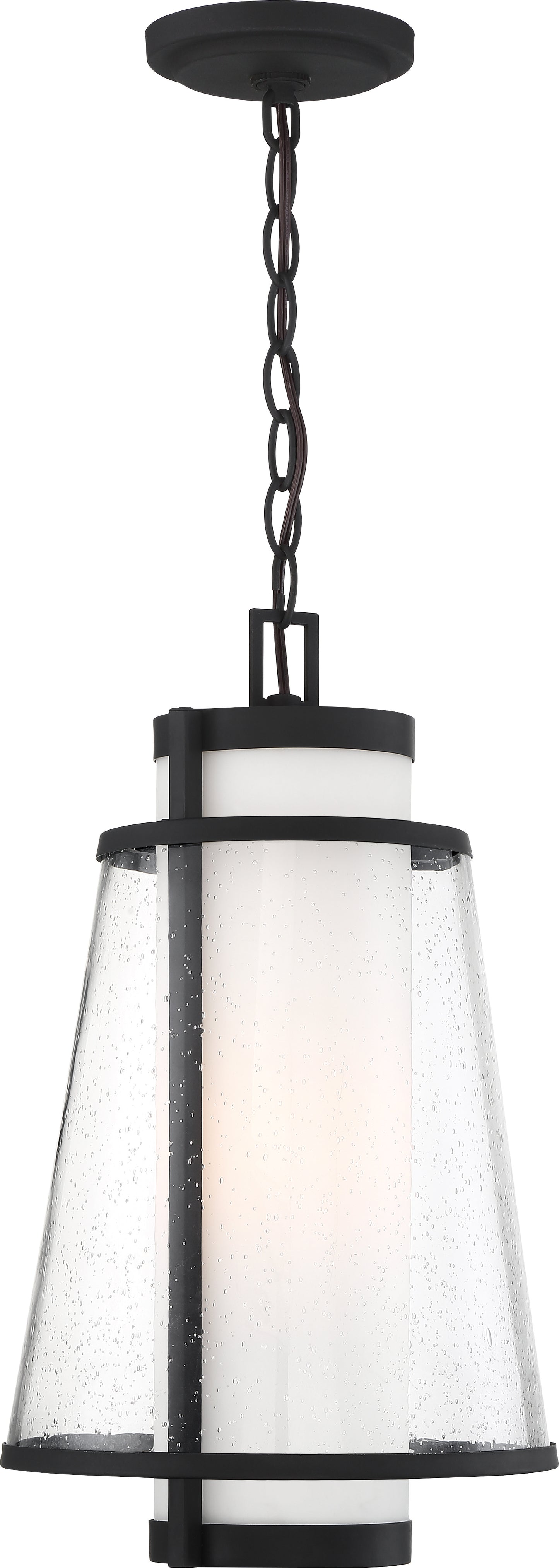 Anau - 1 Light Hanging Lantern - with Etched Opal and Clear Glass - Matte Black Finish