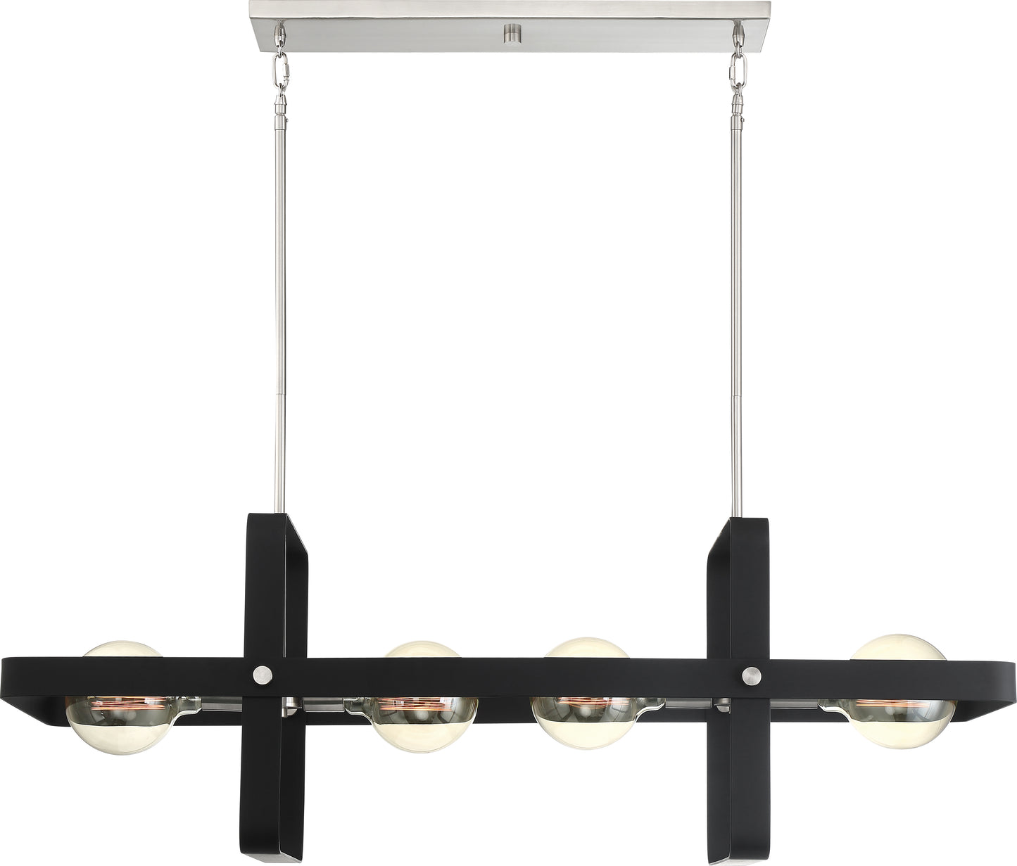 Prana - 4 Light Island Pendant - Matte Black Finish with Brushed Nickel Accents