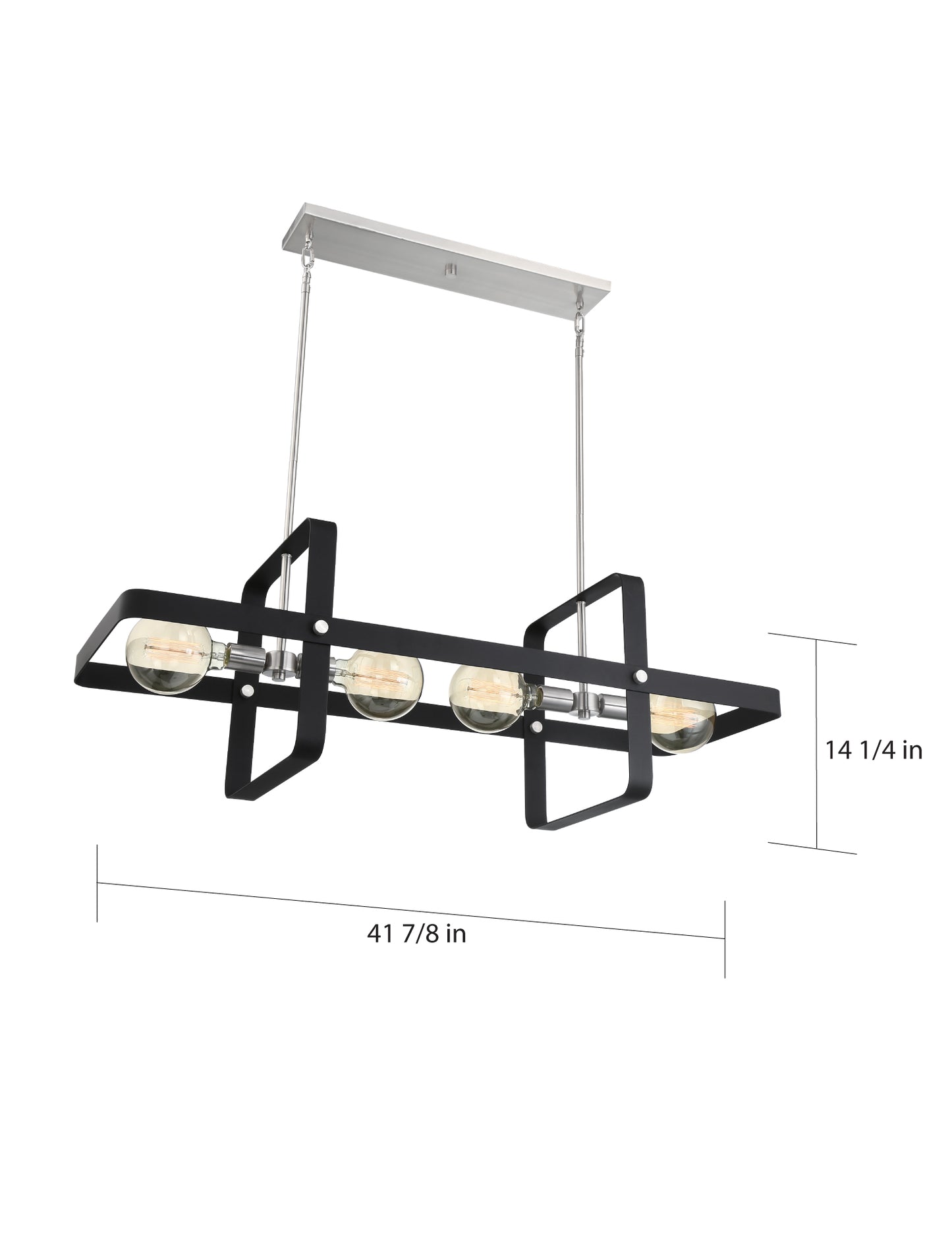 Prana - 4 Light Island Pendant - Matte Black Finish with Brushed Nickel Accents