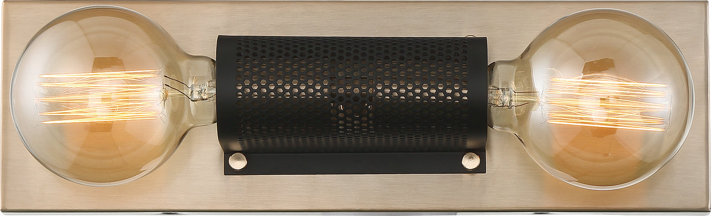 Passage - 2 Light Vanity - Copper Brushed Brass Finish with Black Mesh