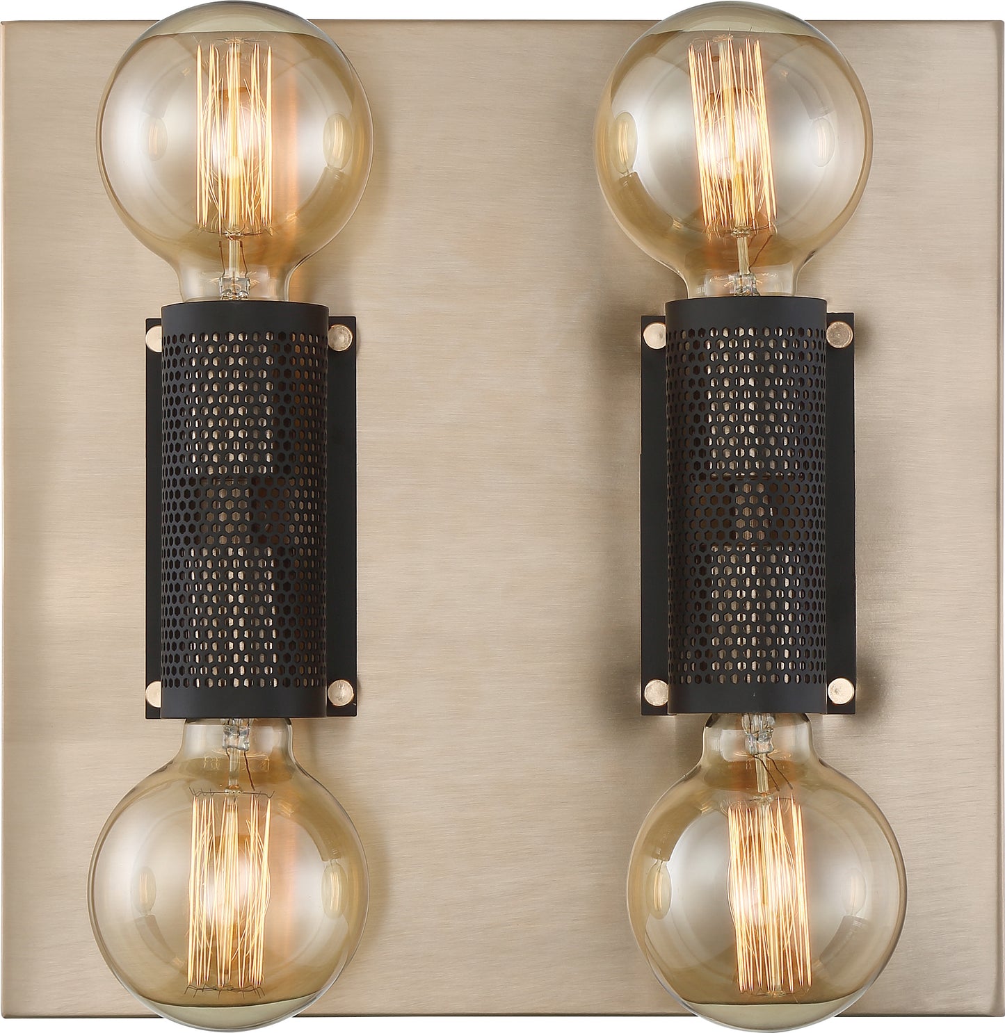 Passage - 4 Light Flush - Copper Brushed Brass Finish with Black Mesh