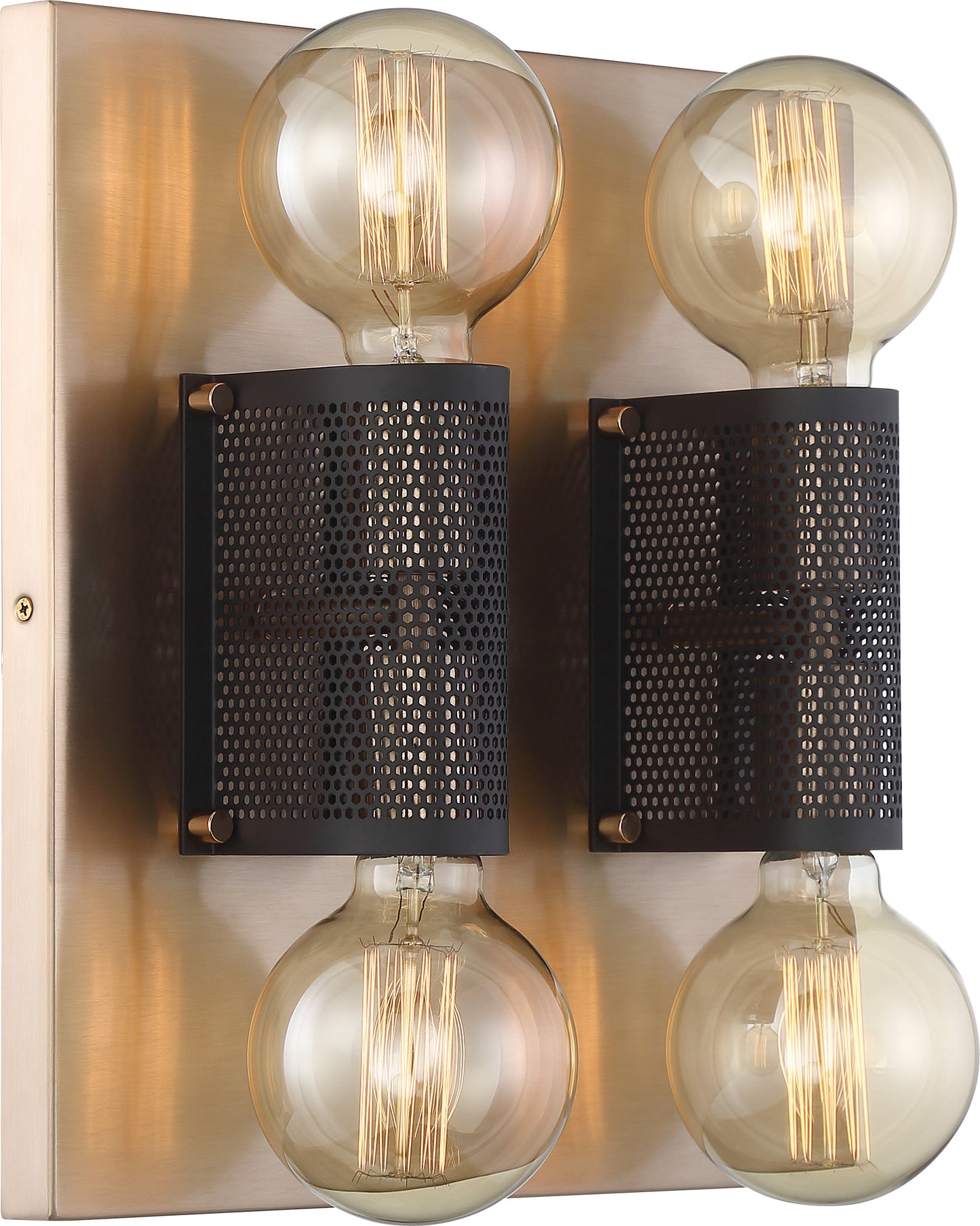 Passage - 4 Light Flush - Copper Brushed Brass Finish with Black Mesh