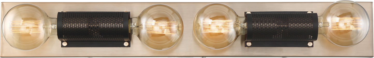 Passage - 4 Light Vanity - Copper Brushed Brass Finish with Black Mesh