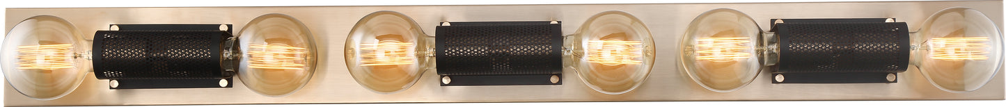Passage - 6 Light Vanity - Copper Brushed Brass Finish with Black Mesh
