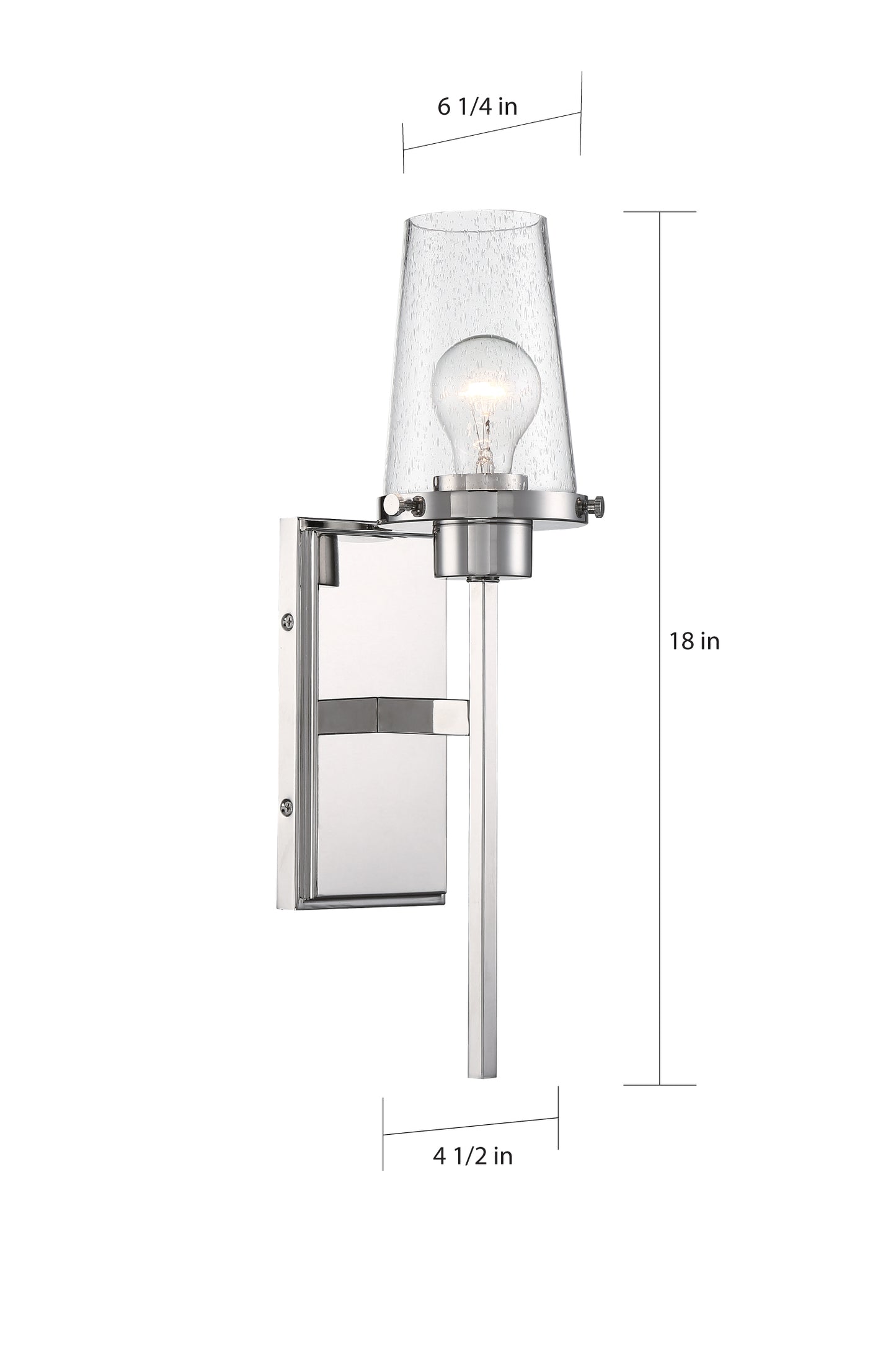 Rector - 1 Light Wall Sconce with Clear Seedy Glass - Polished Nickel Finish