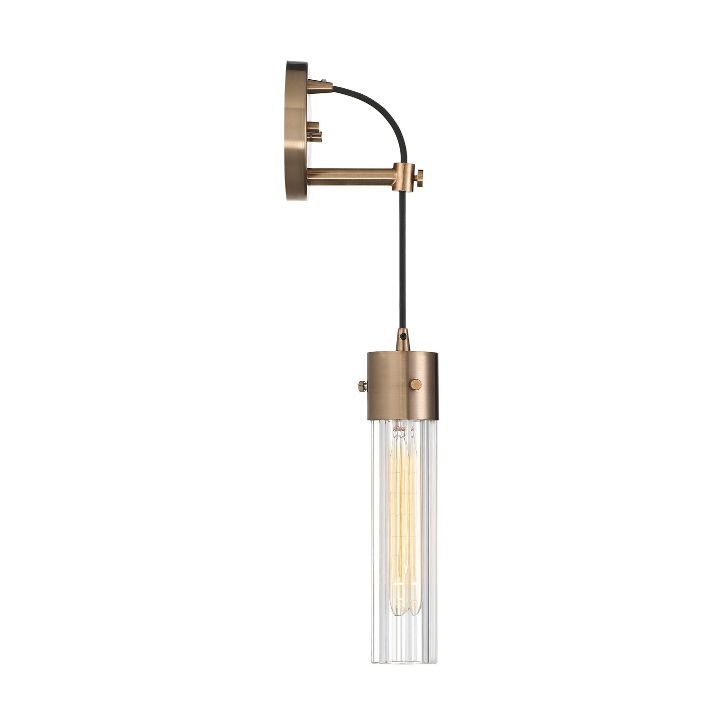 Eaves - 1 Light Wall Sconce with Clear Ribbed Glass - Copper Brushed Brass Finish
