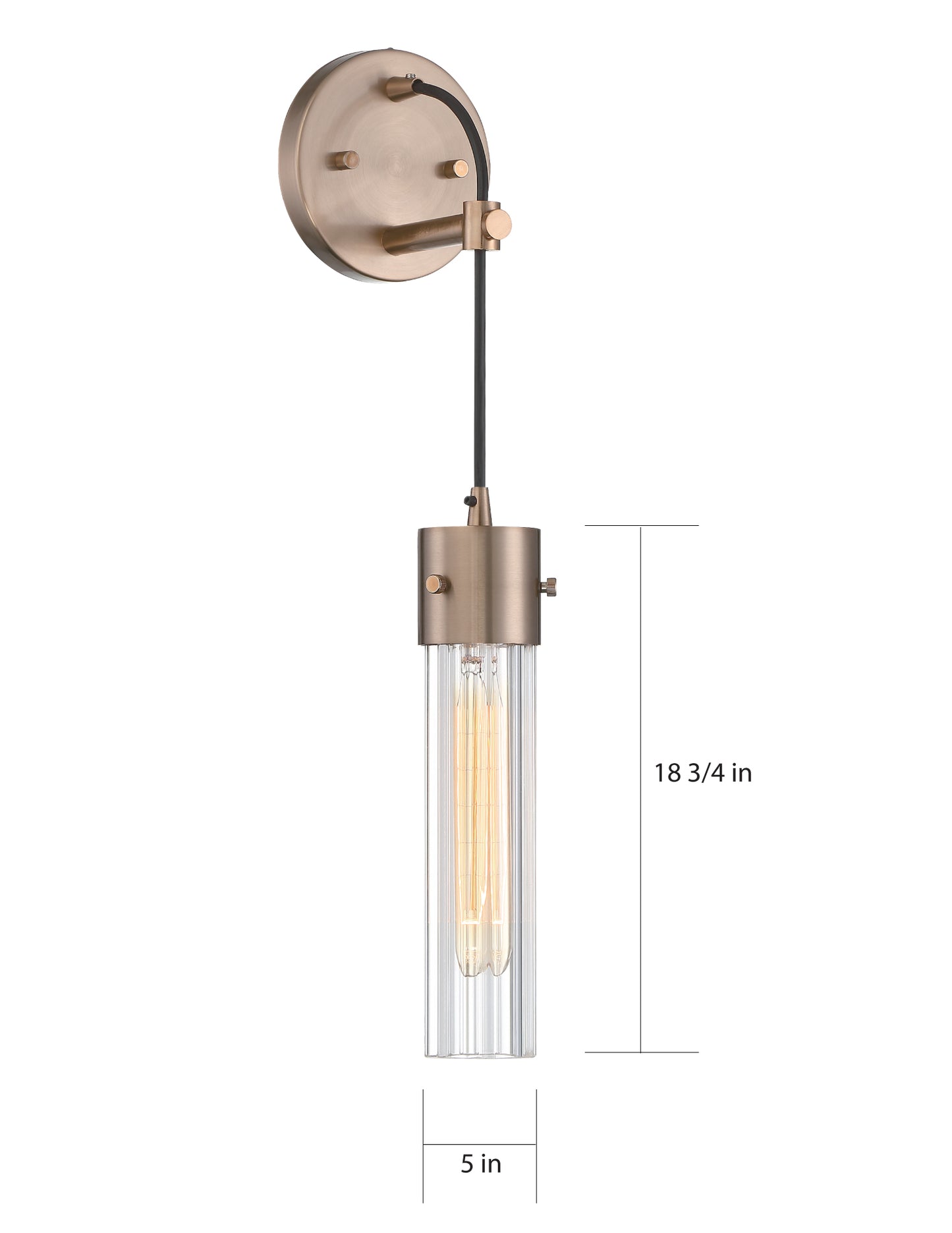 Eaves - 1 Light Wall Sconce with Clear Ribbed Glass - Copper Brushed Brass Finish