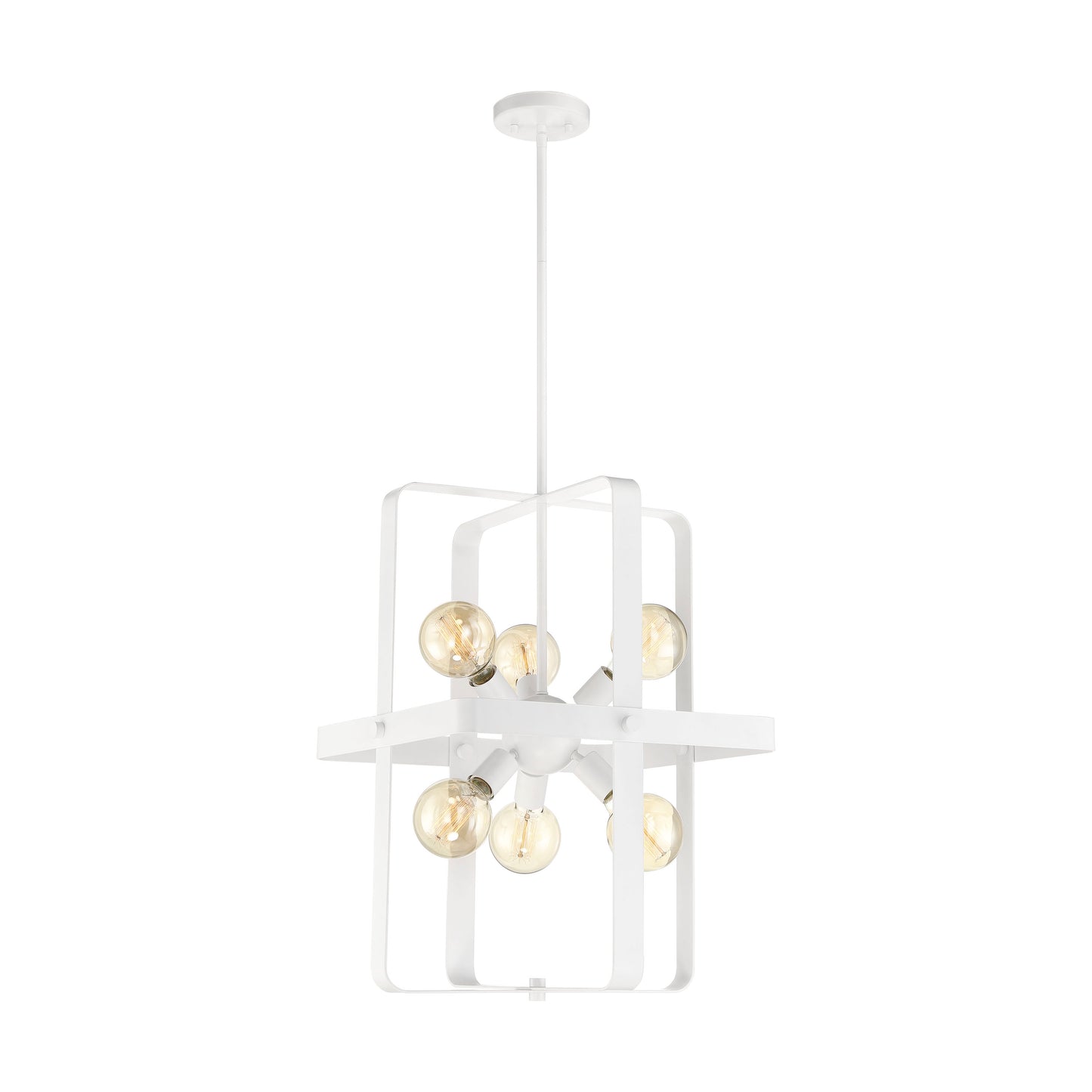 Prana - 6 Light Foyer Pendant - White Finish