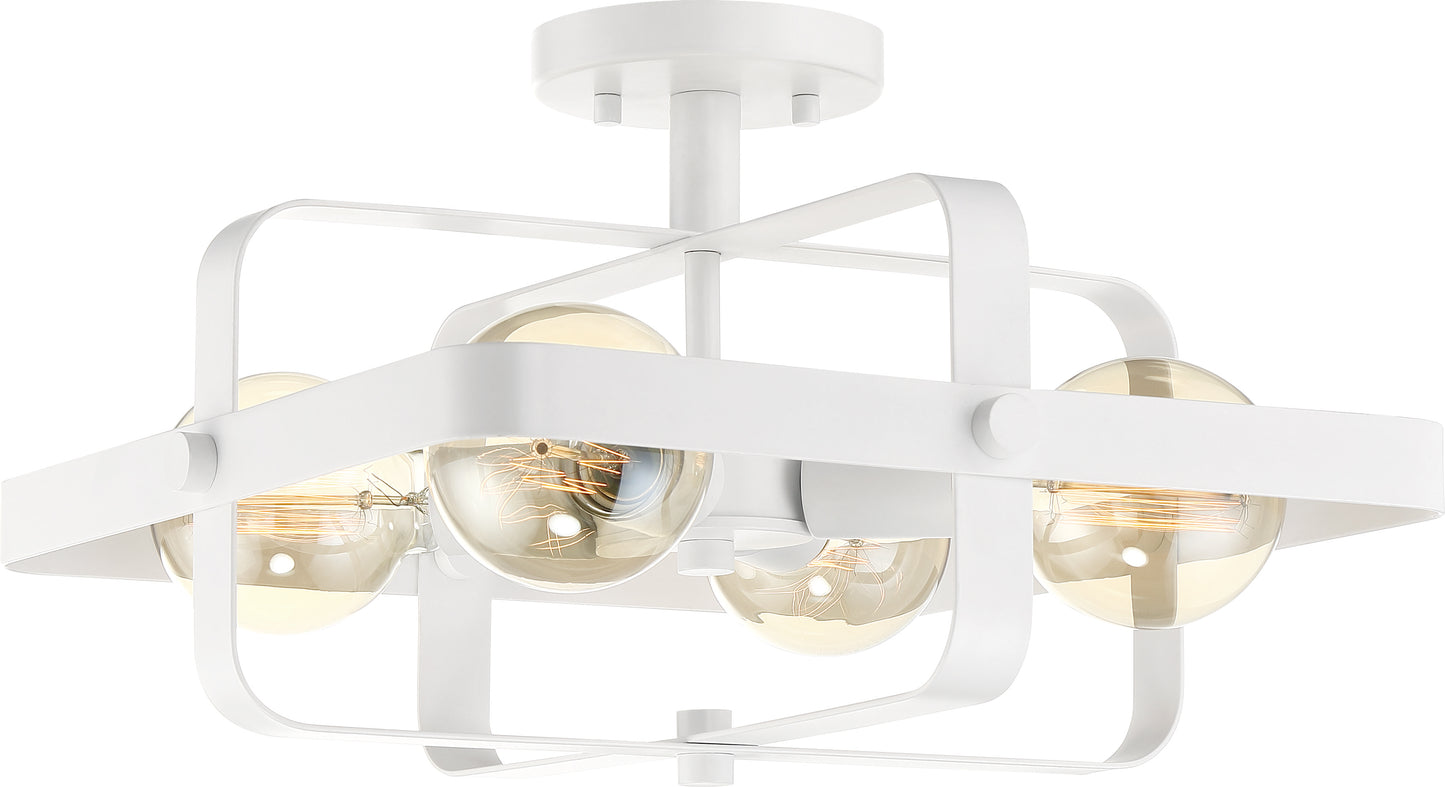 Prana - 4 Light Flush Mount - White Finish