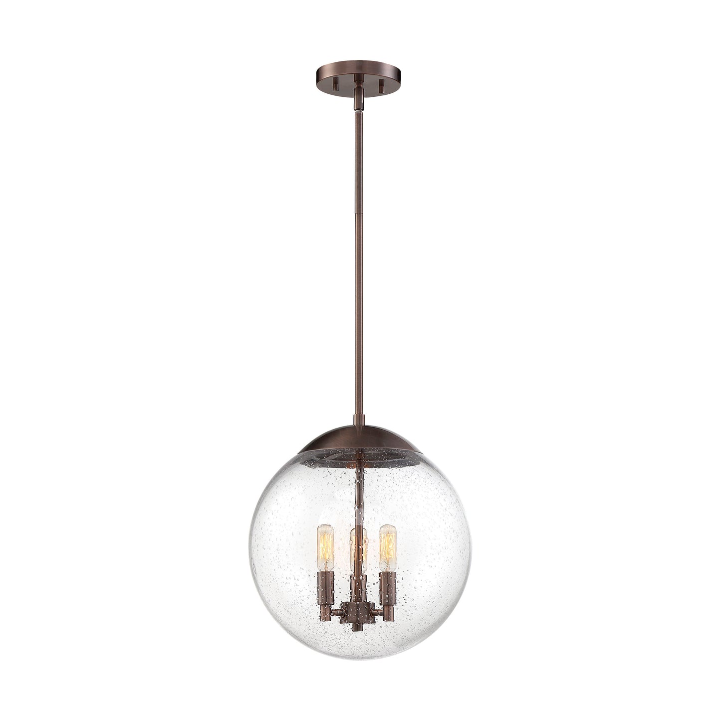 Ariel - 3 Light Pendant - with Clear Seedy Glass -Antique Copper Finish