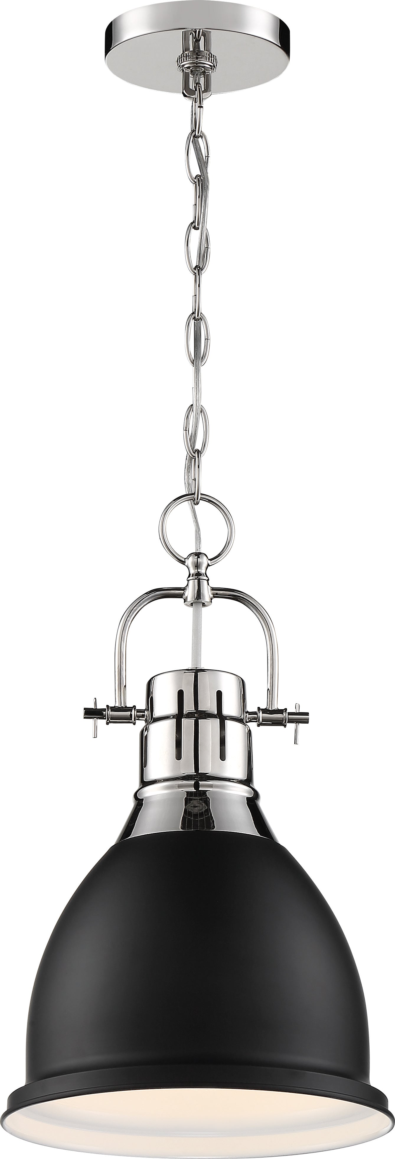 Watson - 1 Light Pendant with Polished Nickel - Matte Black Finish
