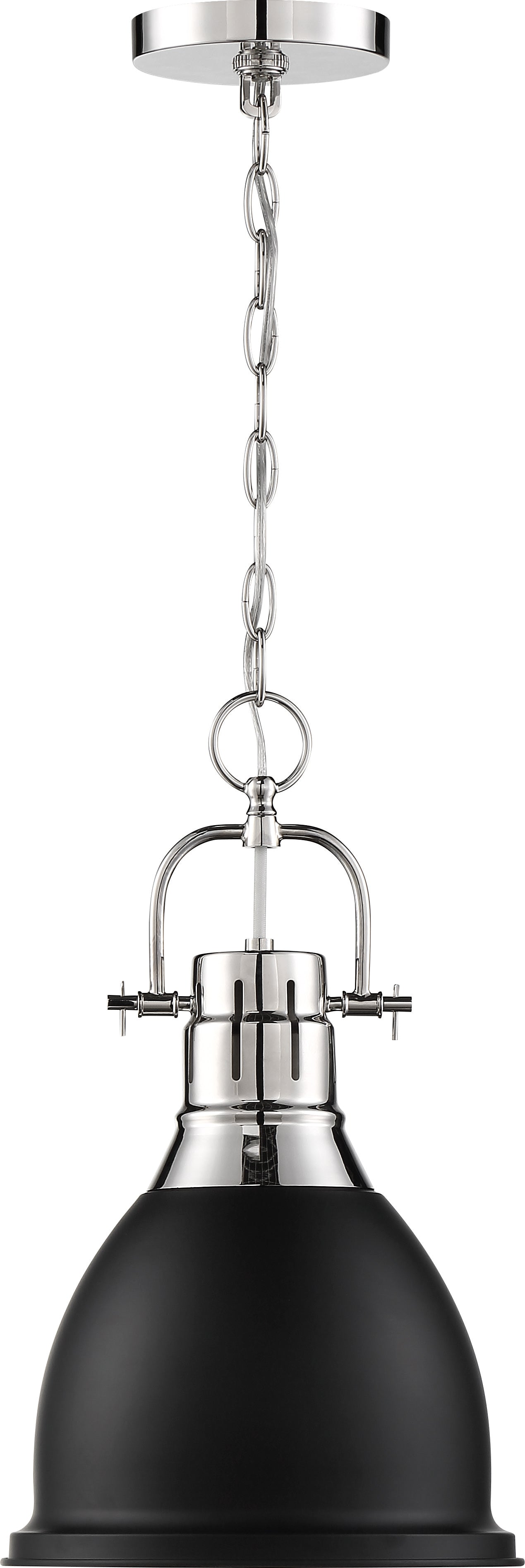 Watson - 1 Light Pendant with Polished Nickel - Matte Black Finish