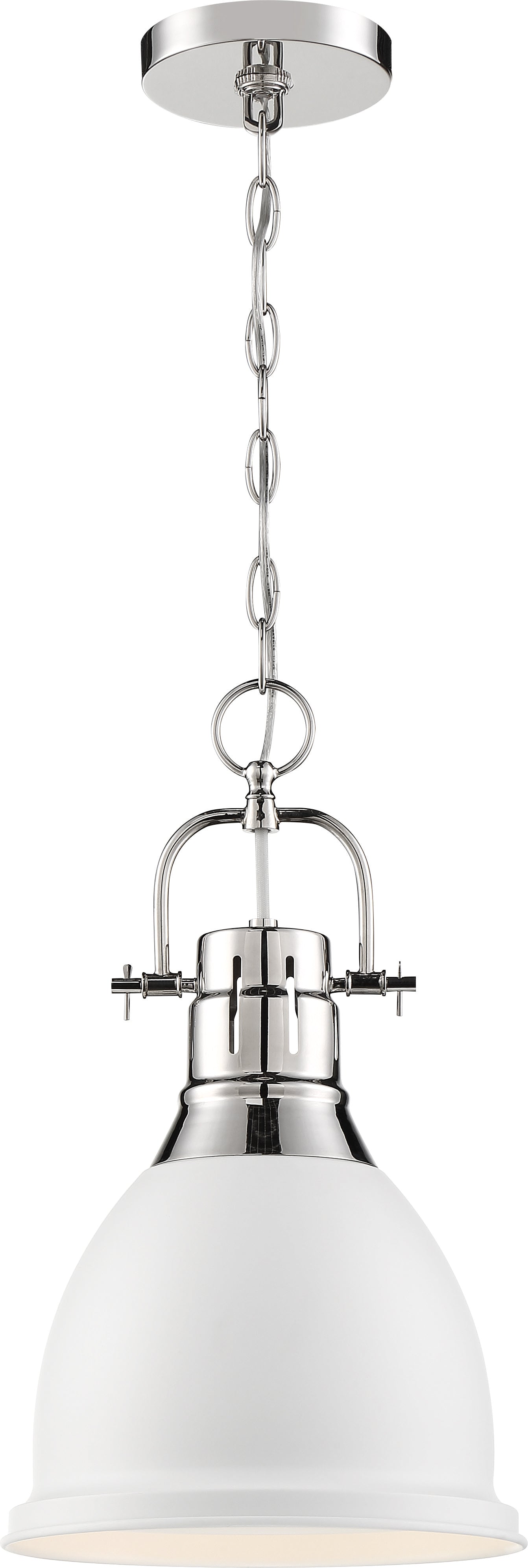 Watson - 1 Light Pendant with Polished Nickel - Matte White Finish