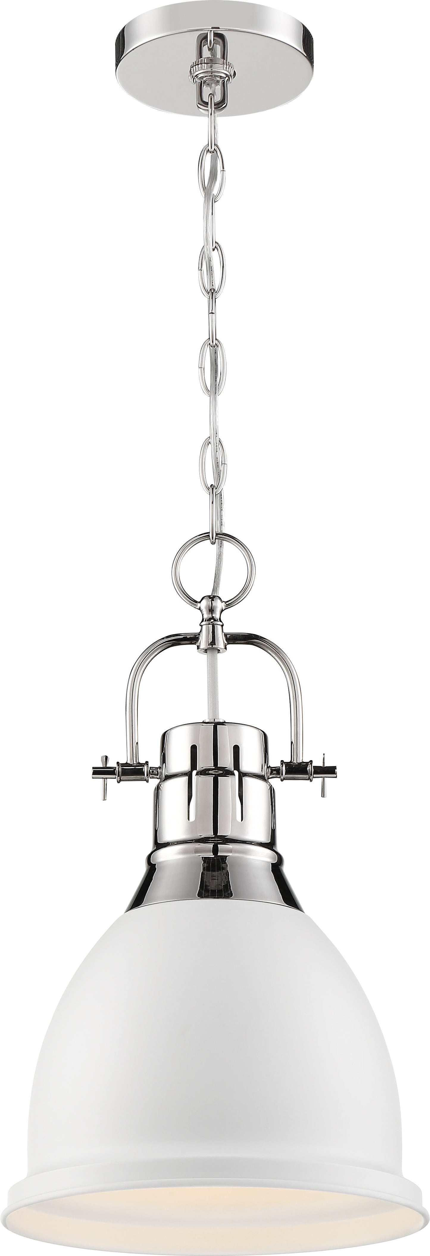 Watson - 1 Light Pendant with Polished Nickel - Matte White Finish