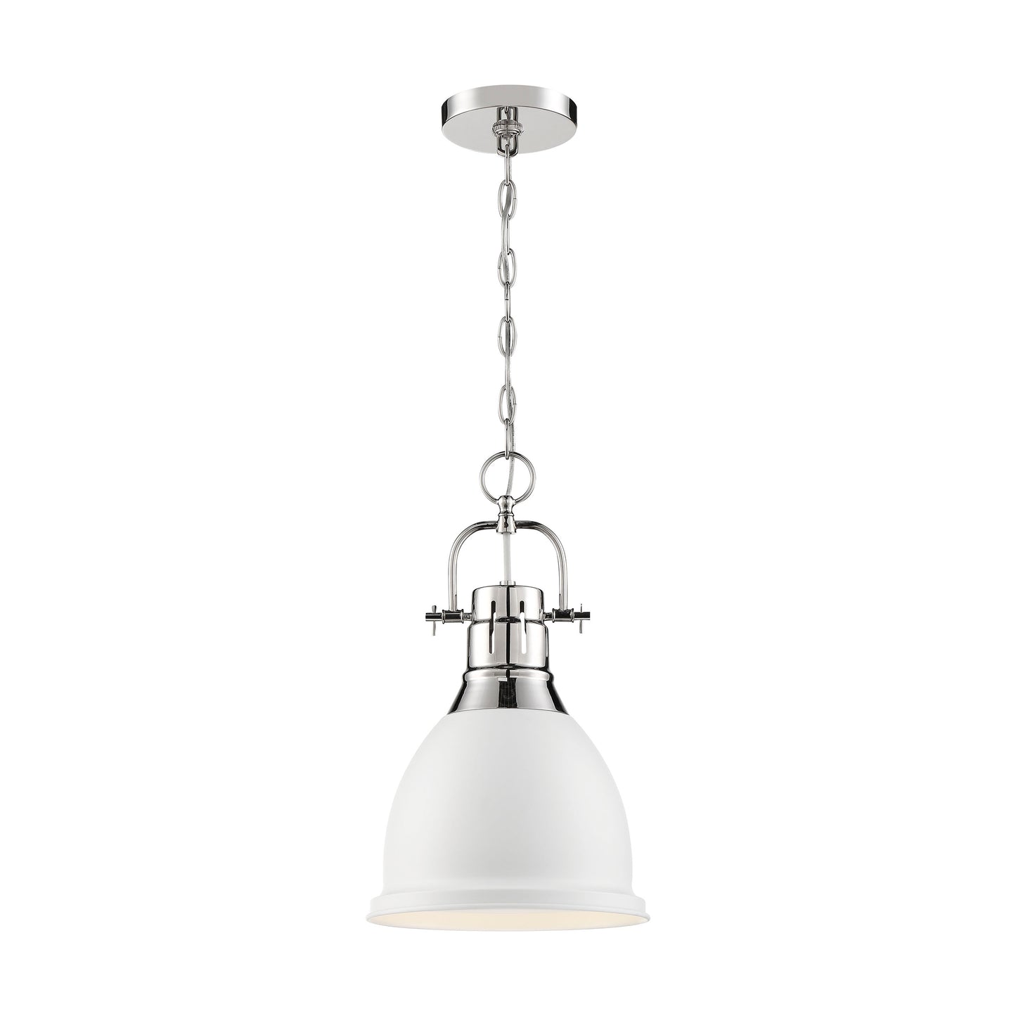 Watson - 1 Light Pendant with Polished Nickel - Matte White Finish