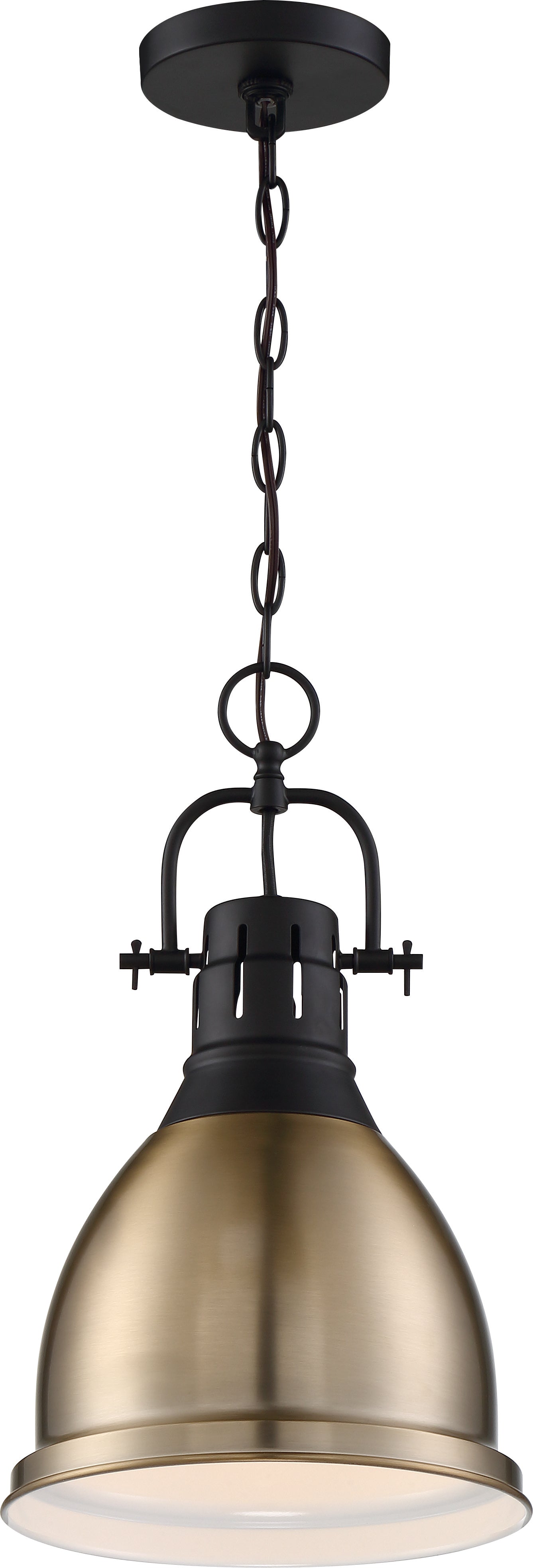 Watson - 1 Light Pendant with Matte Black - Burnished Brass Finish