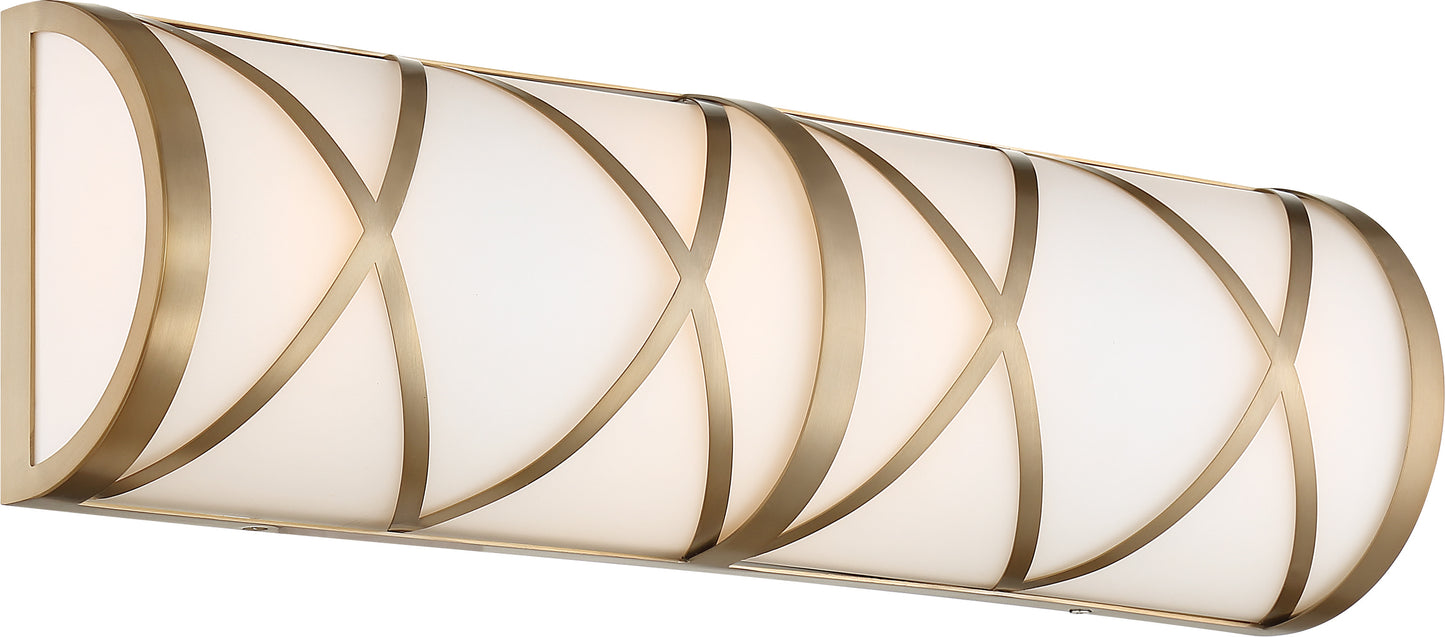 Sylph - 4 Light Vanity - with Satin White Glass - Burnished Brass Finish