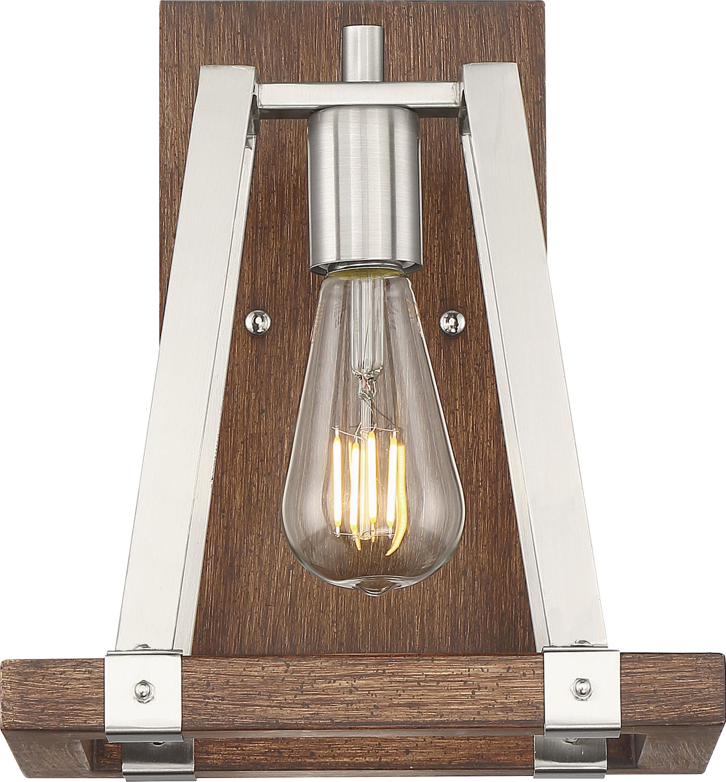 Outrigger - 1 Light Wall Sconce and Brushed Nickel and Nutmeg Wood Finish