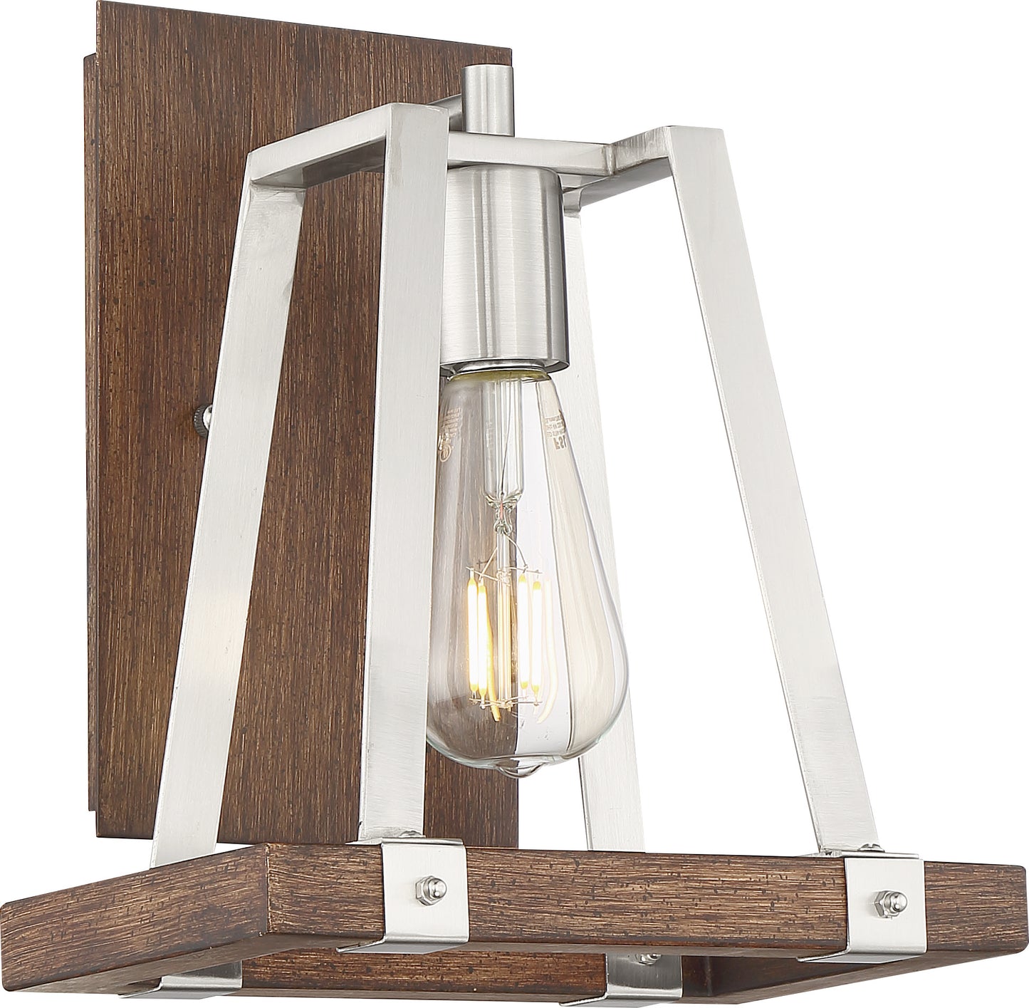 Outrigger - 1 Light Wall Sconce and Brushed Nickel and Nutmeg Wood Finish
