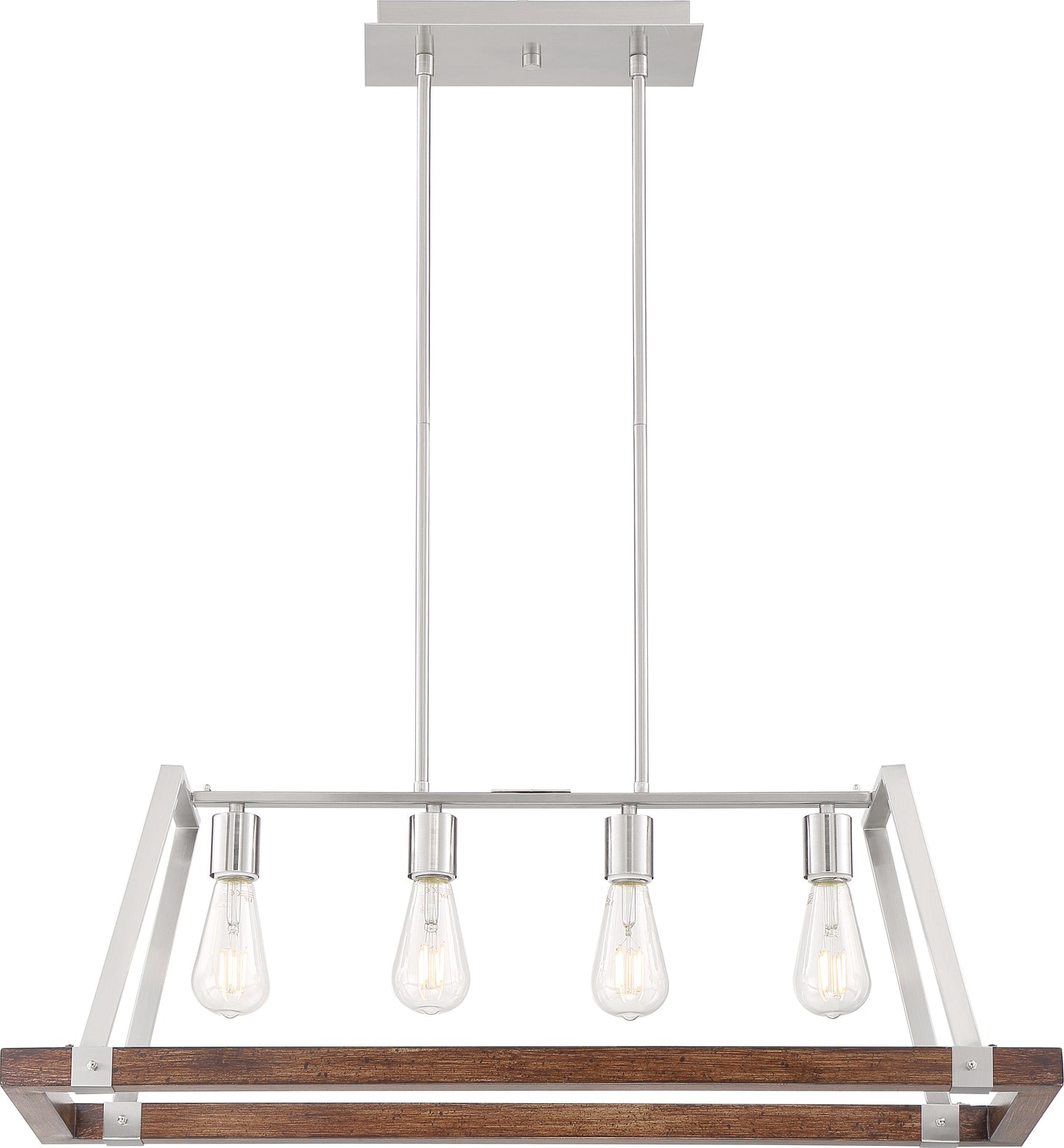 Outrigger - 4 Light Island Pendant with - Brushed Nickel and Nutmeg Wood Finish