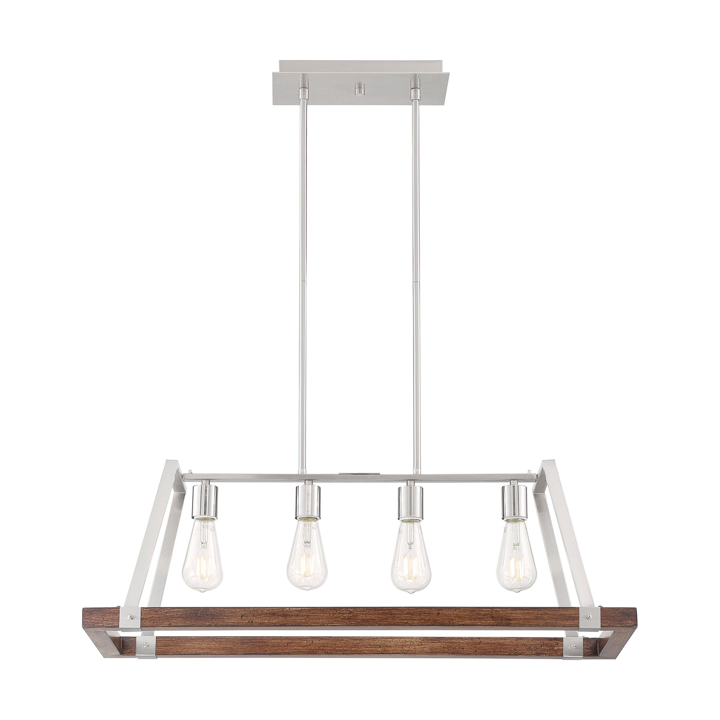 Outrigger - 4 Light Island Pendant with - Brushed Nickel and Nutmeg Wood Finish