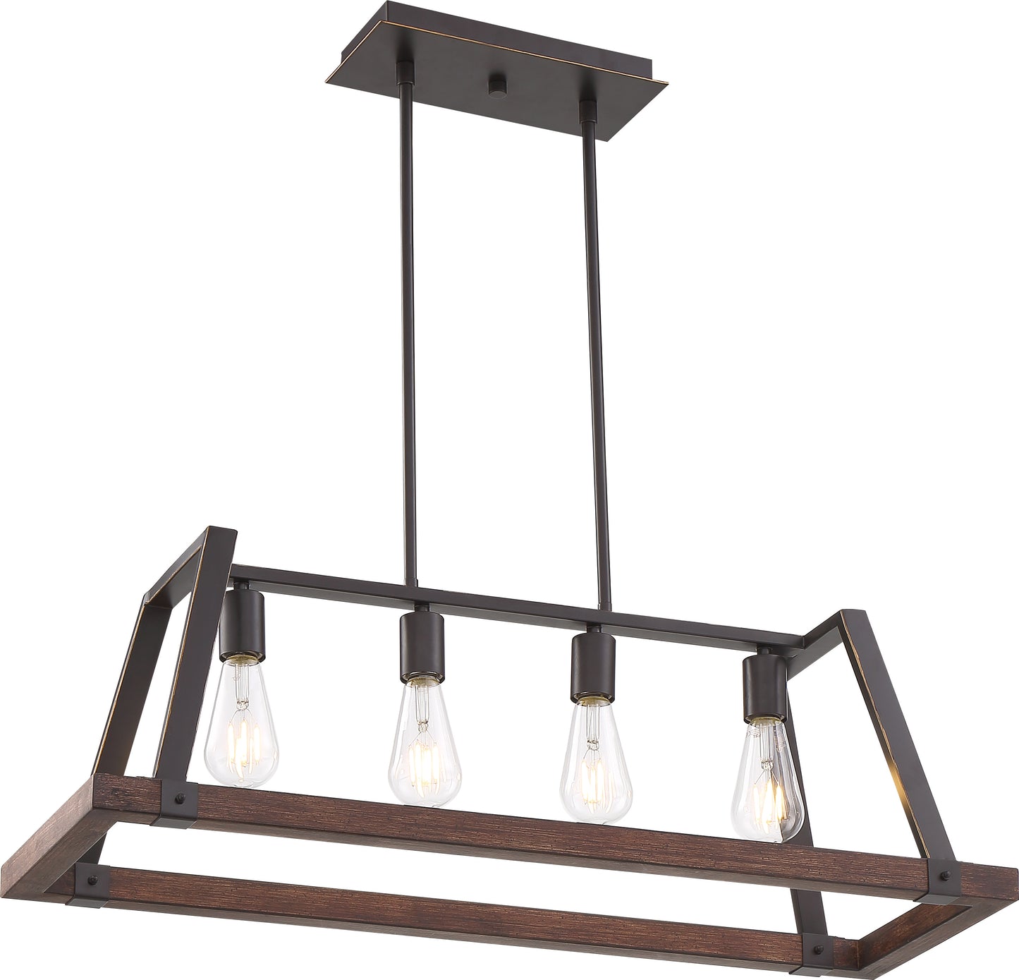 Outrigger - 4 Light Island Pendant with - Mahogany Bronze and Nutmeg Wood Finish