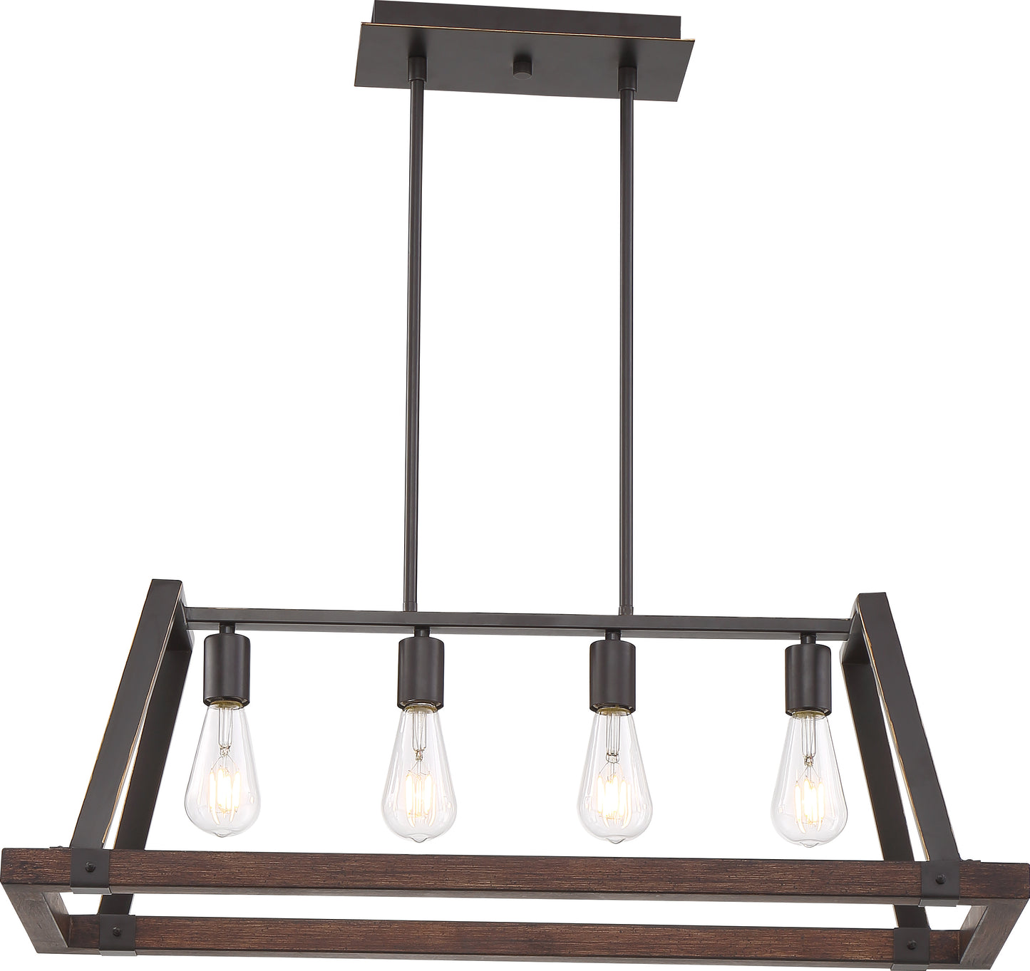 Outrigger - 4 Light Island Pendant with - Mahogany Bronze and Nutmeg Wood Finish