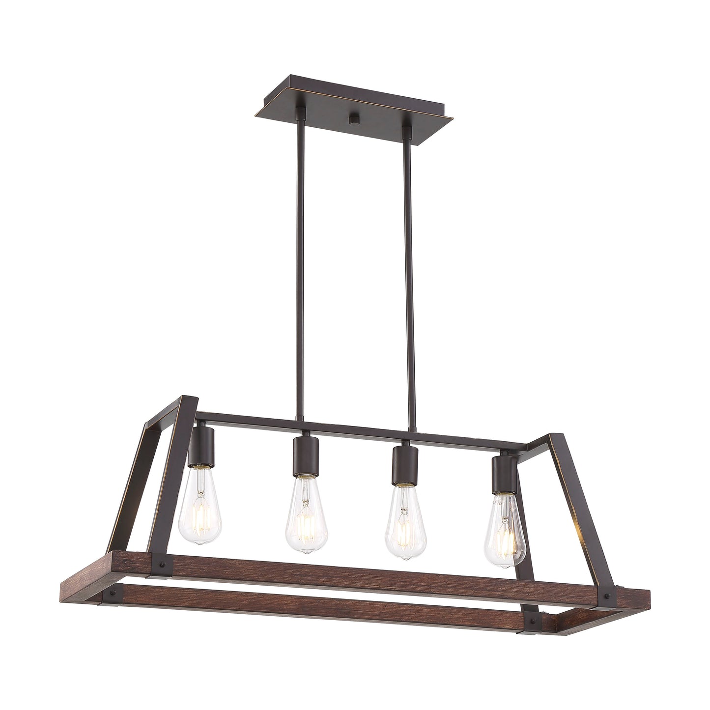 Outrigger - 4 Light Island Pendant with - Mahogany Bronze and Nutmeg Wood Finish