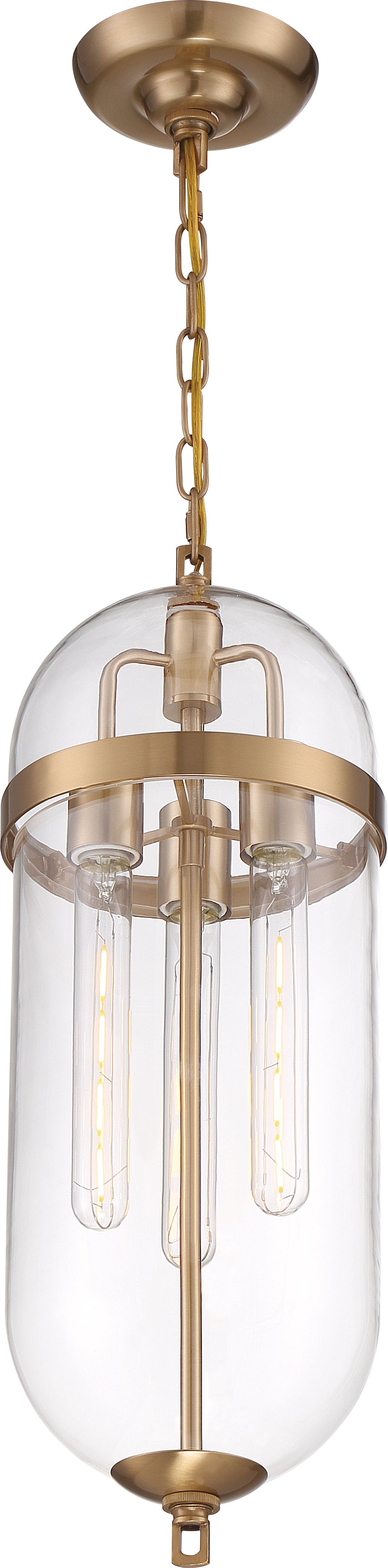 Fathom - 3 Light Pendant - with Clear Glass - Natural Brass Finish