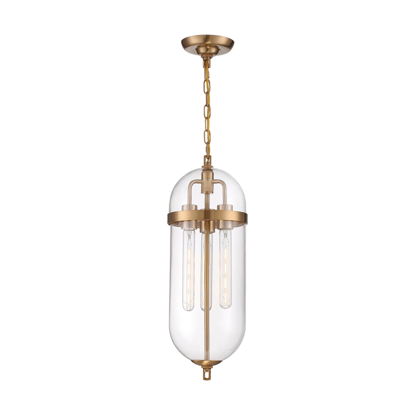 Fathom - 3 Light Pendant - with Clear Glass - Natural Brass Finish