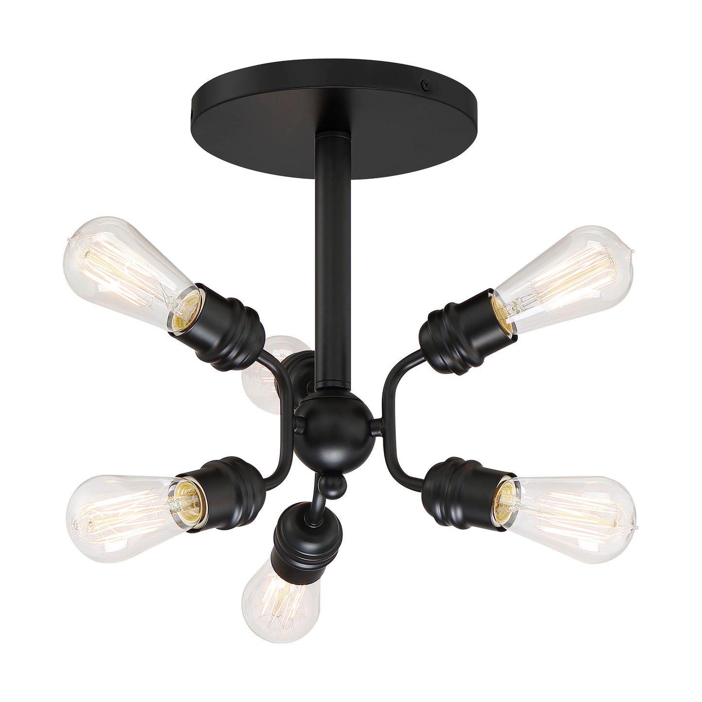 Faraday - 6 Light Semi Flush - Black Finish