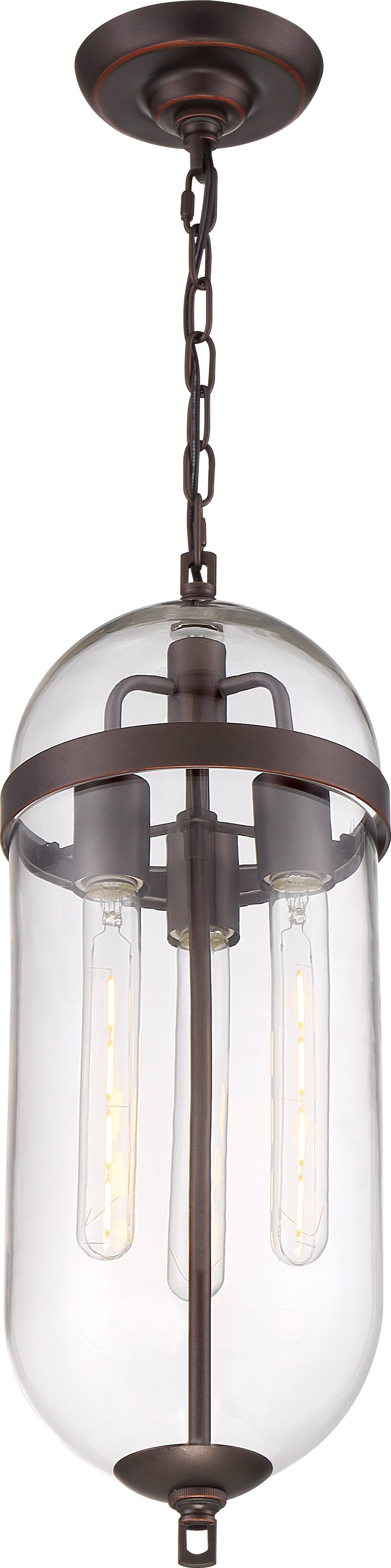 Fathom - 3 Light Pendant - with Clear Glass - Mahogany Bronze Finish