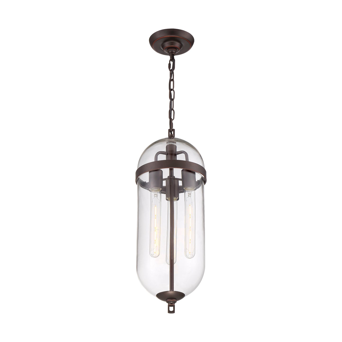 Fathom - 3 Light Pendant - with Clear Glass - Mahogany Bronze Finish