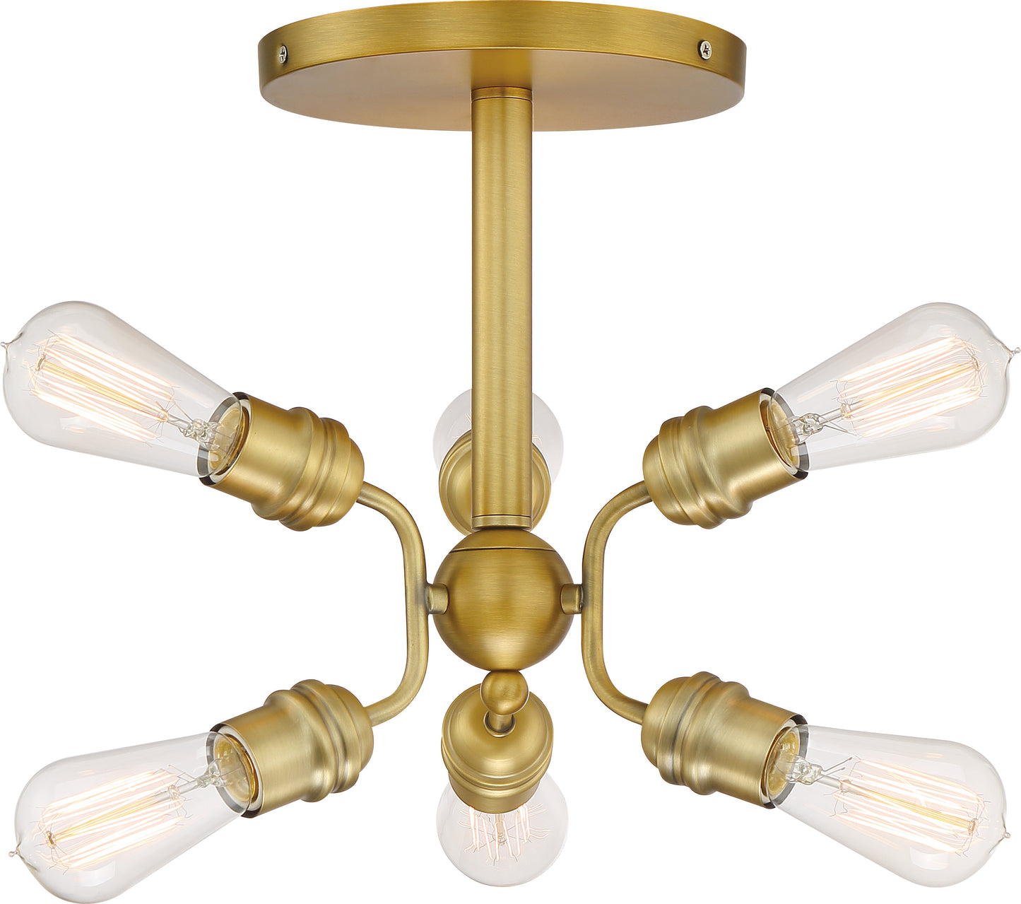 Faraday - 6 Light Semi Flush - Brushed Brass Finish