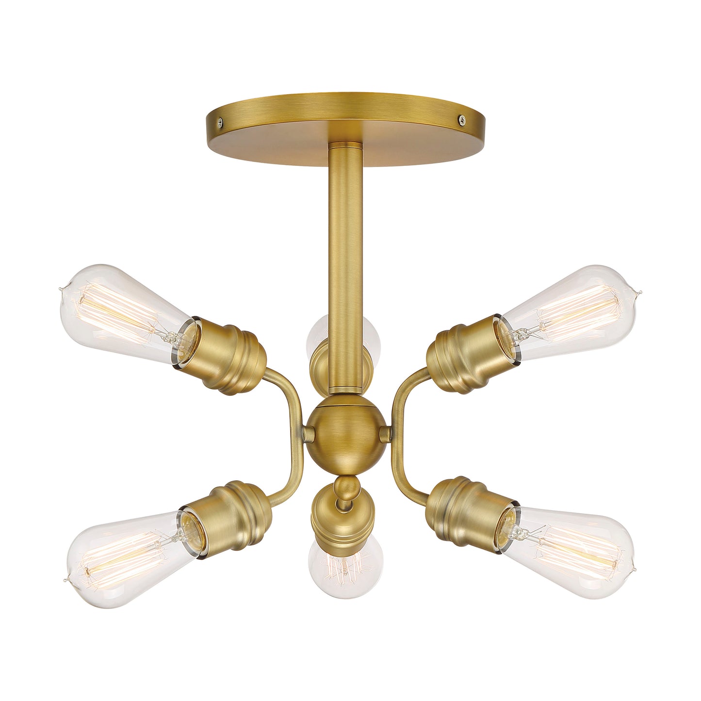 Faraday - 6 Light Semi Flush - Brushed Brass Finish