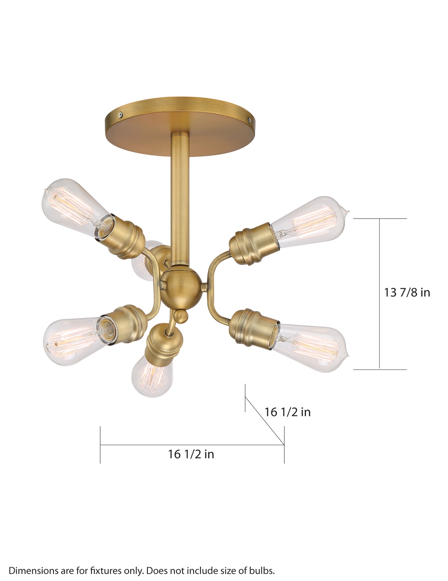 Faraday - 6 Light Semi Flush - Brushed Brass Finish