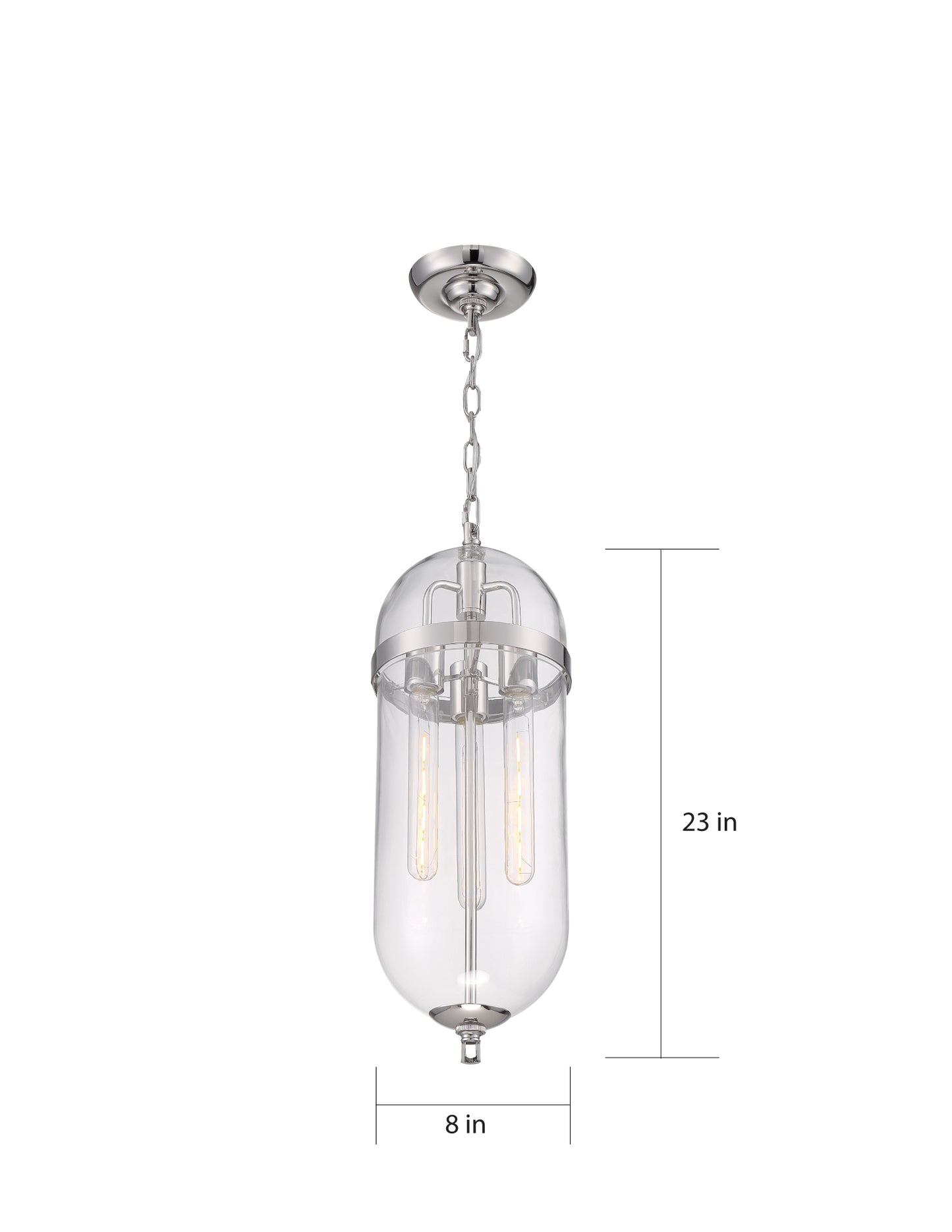 Fathom - 3 Light Pendant - with Clear Glass - Polished Nickel
