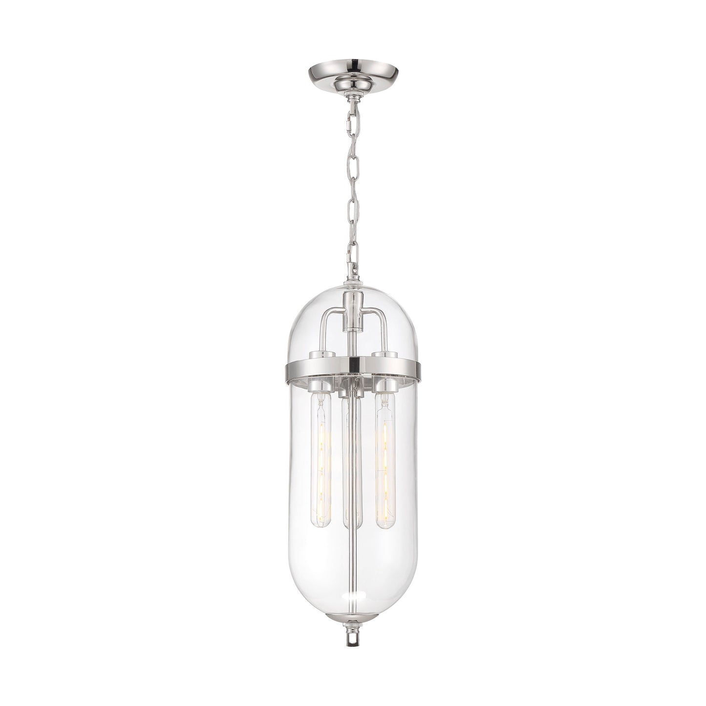 Fathom - 3 Light Pendant - with Clear Glass - Polished Nickel