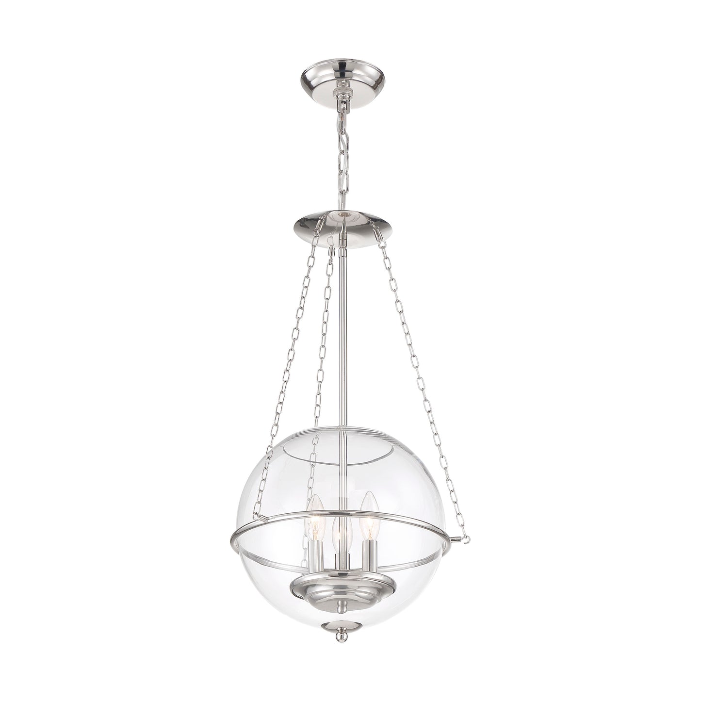 Odyssey - 3 Light Pendant - with Clear Glass - Polished Nickel Finish