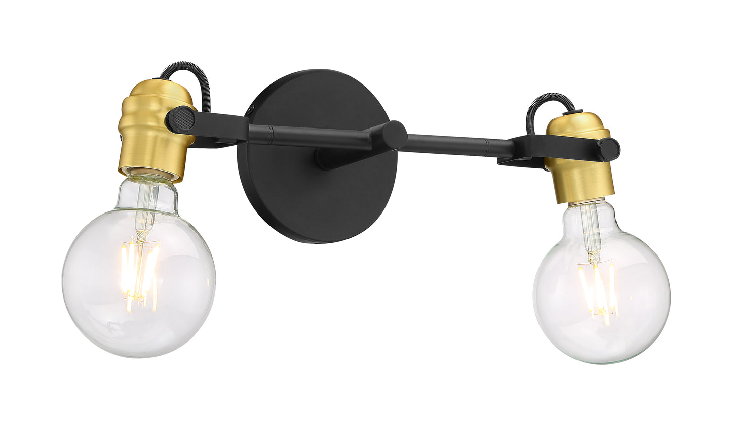 Mantra - 2 Light Vanity with Black & Brushed Brass Finish