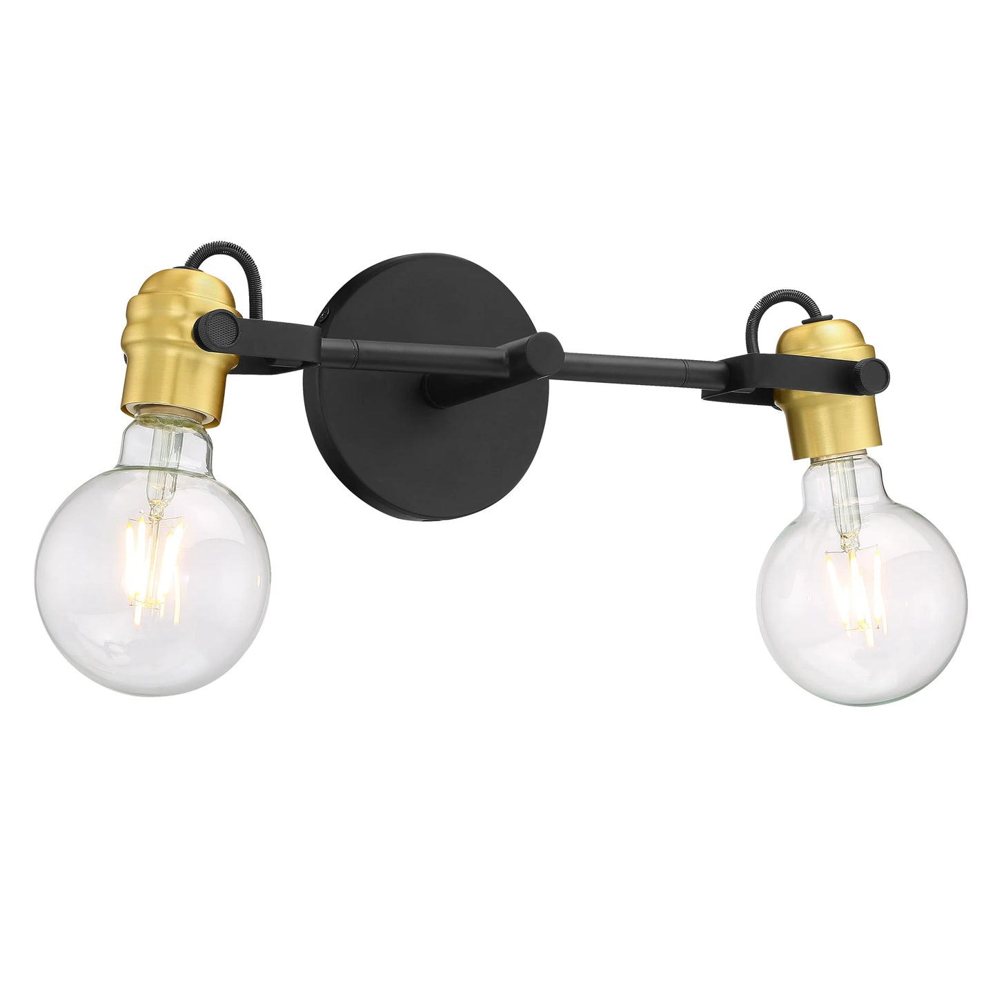 Mantra - 2 Light Vanity with Black & Brushed Brass Finish